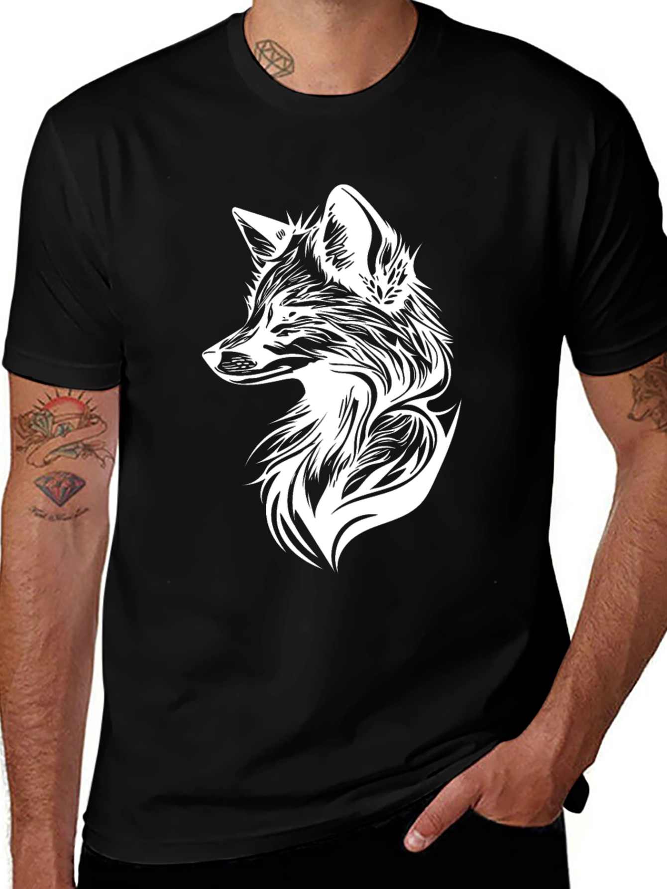 Variant 5 of Fox Graphic Tee - Black Short Sleeve Shirt