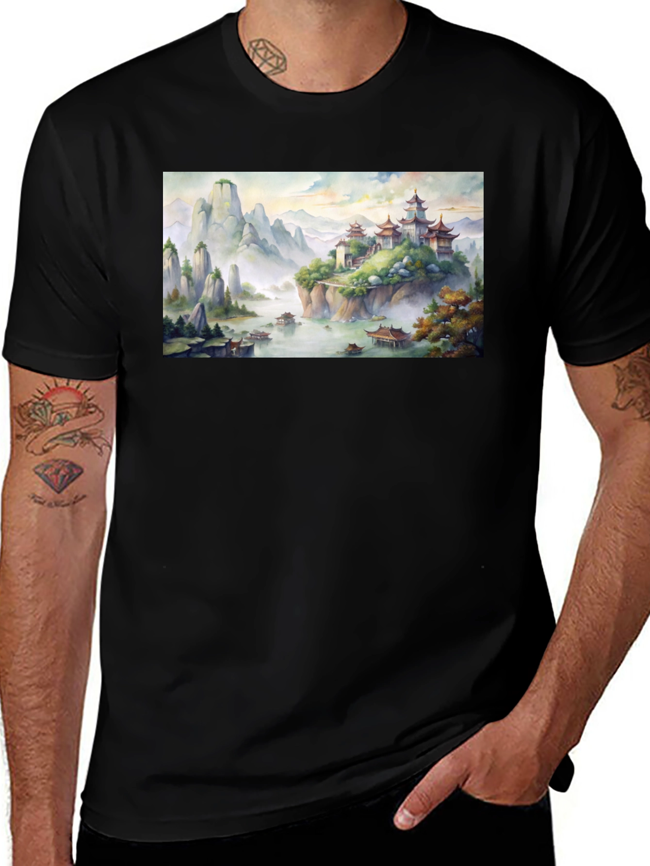 Variant 30 of Watercolor Temple Graphic T-Shirt