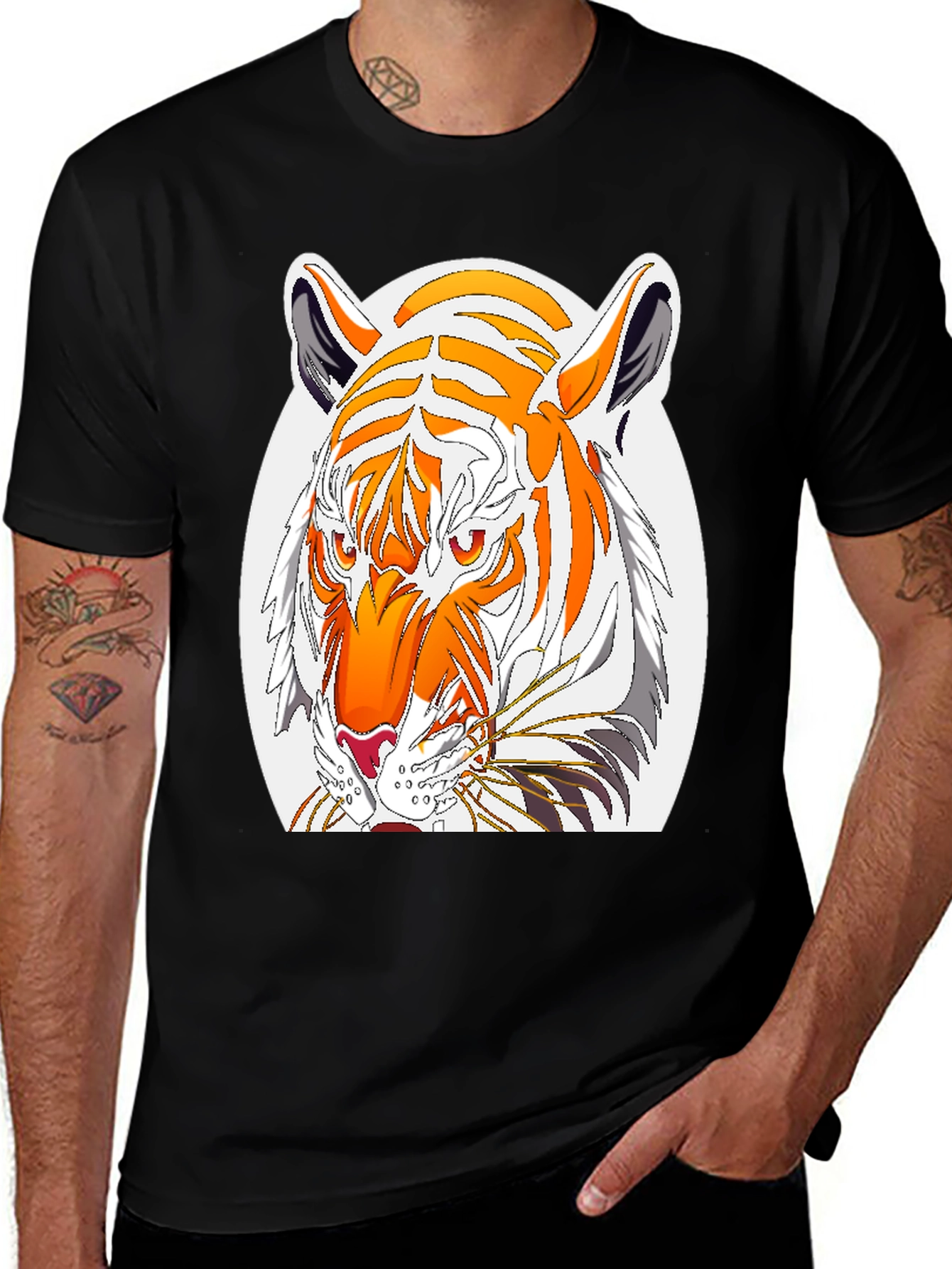 Variant 17 of Tiger Graphic Print Black T-Shirt