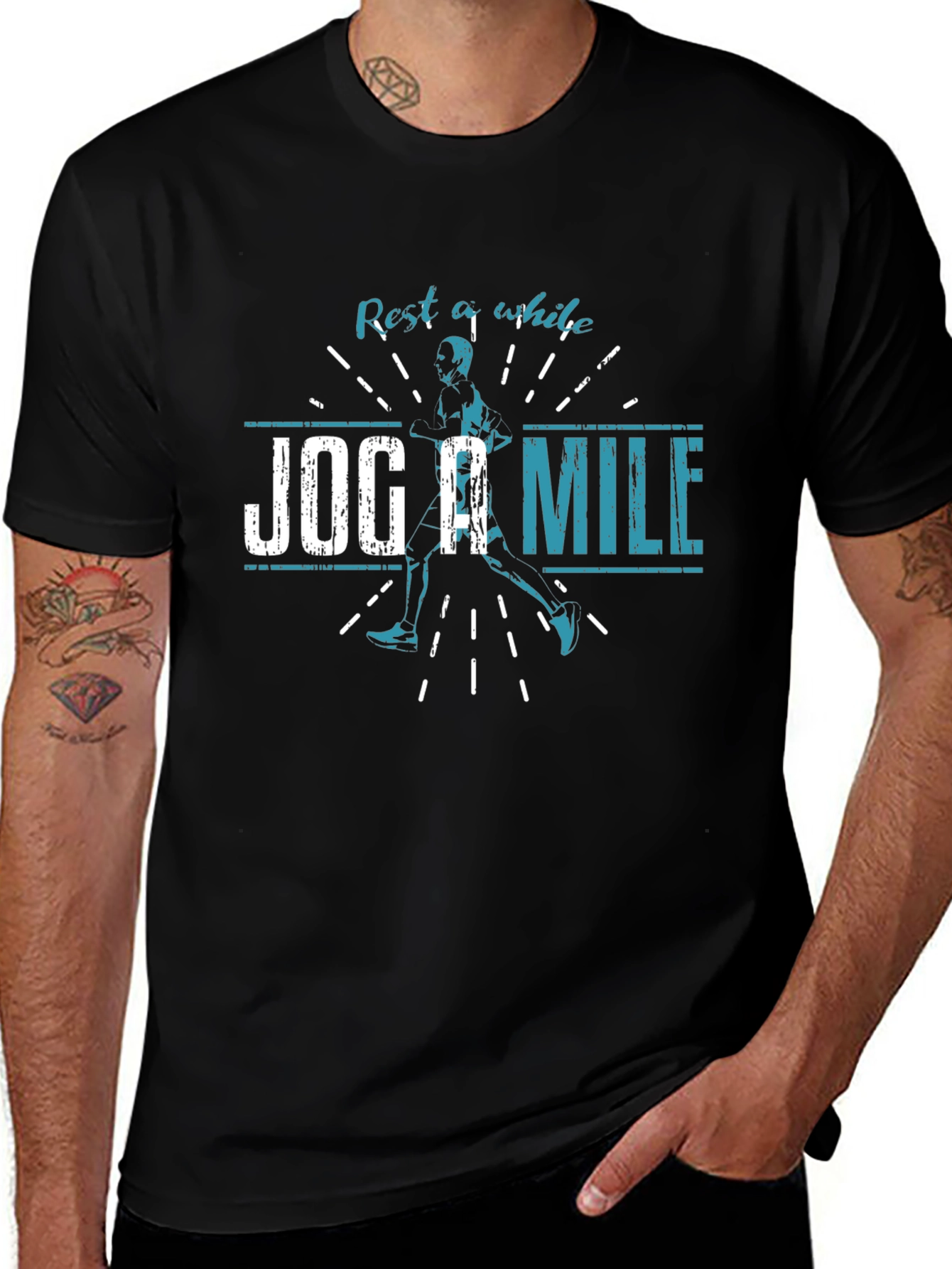 Variant 4 of Rest A While, Jog A Mile T-Shirt - Black