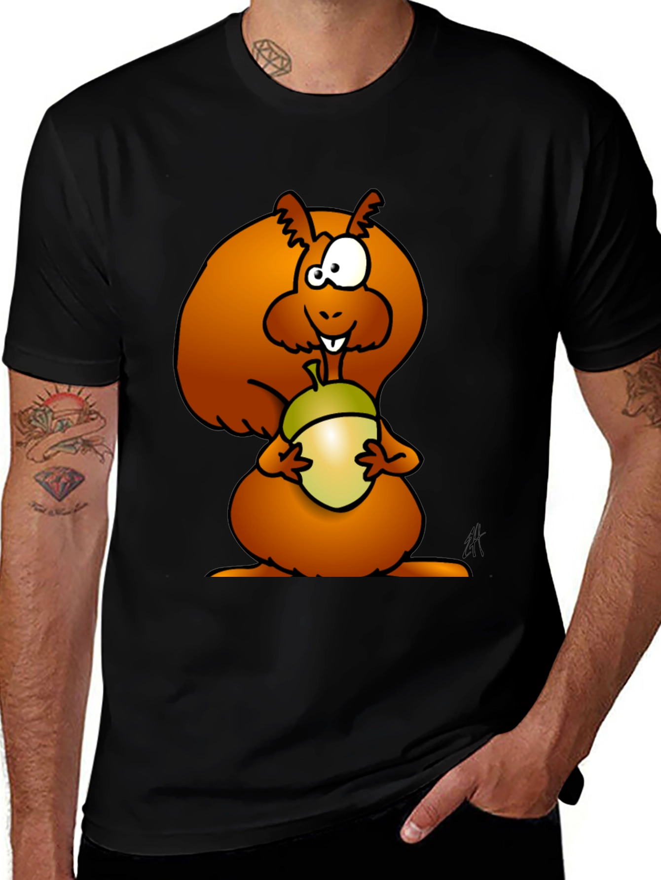 Variant 2 of Squirrel Holding Acorn Graphic Tee - Unisex