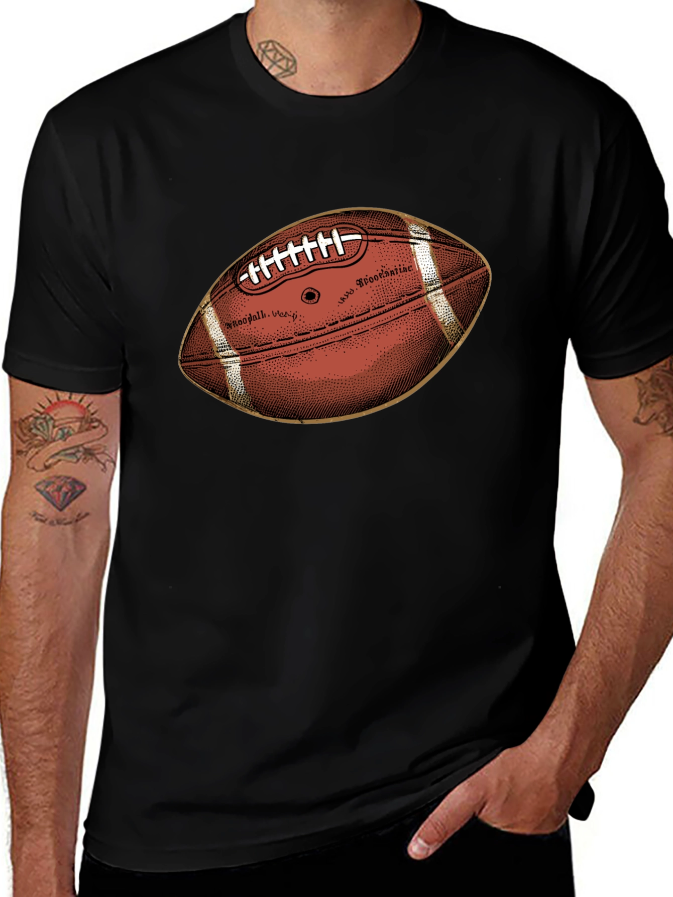 Variant 22 of Football Graphic Print Black T-Shirt