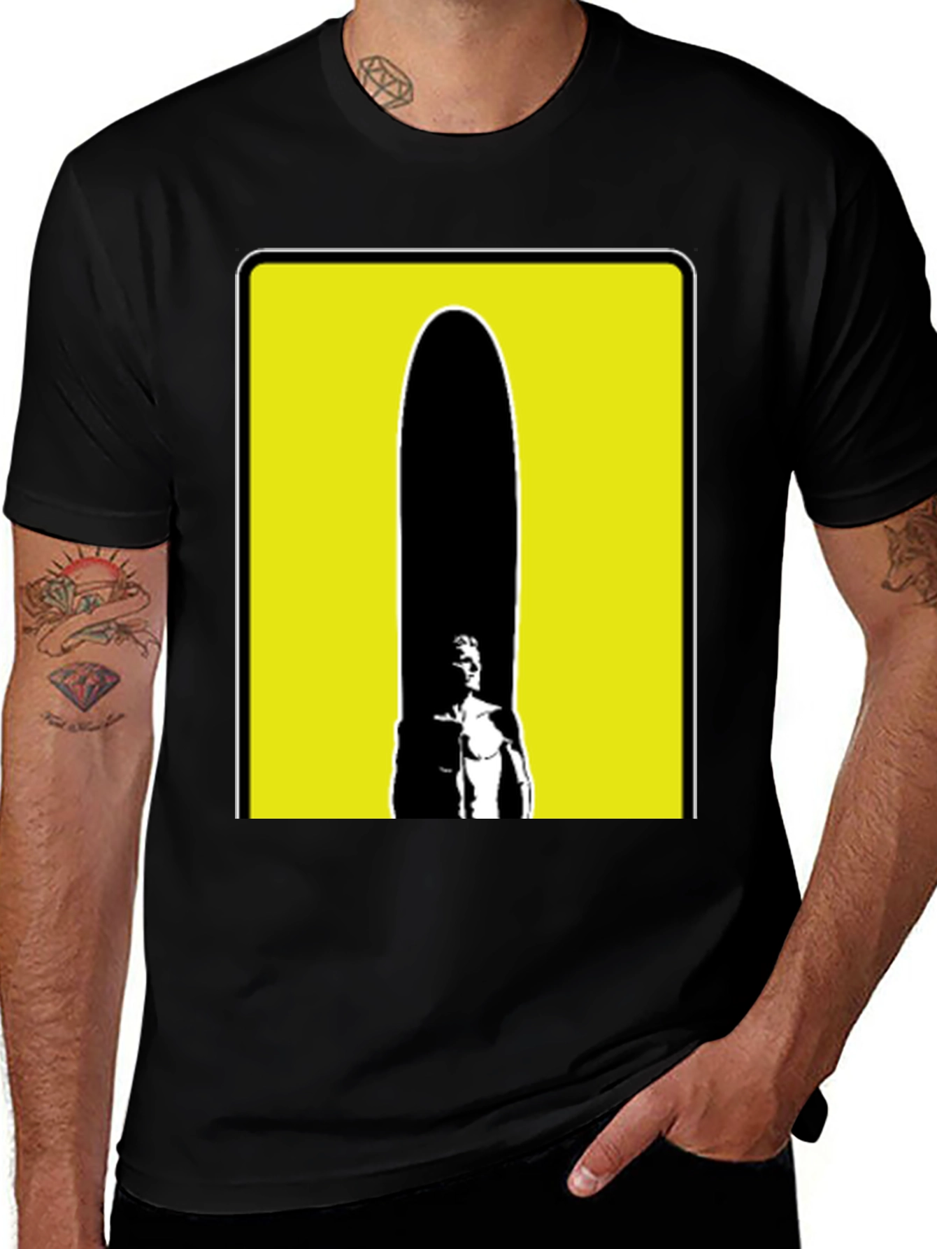 Variant 29 of Abstract Yellow Box Men's Black T-Shirt