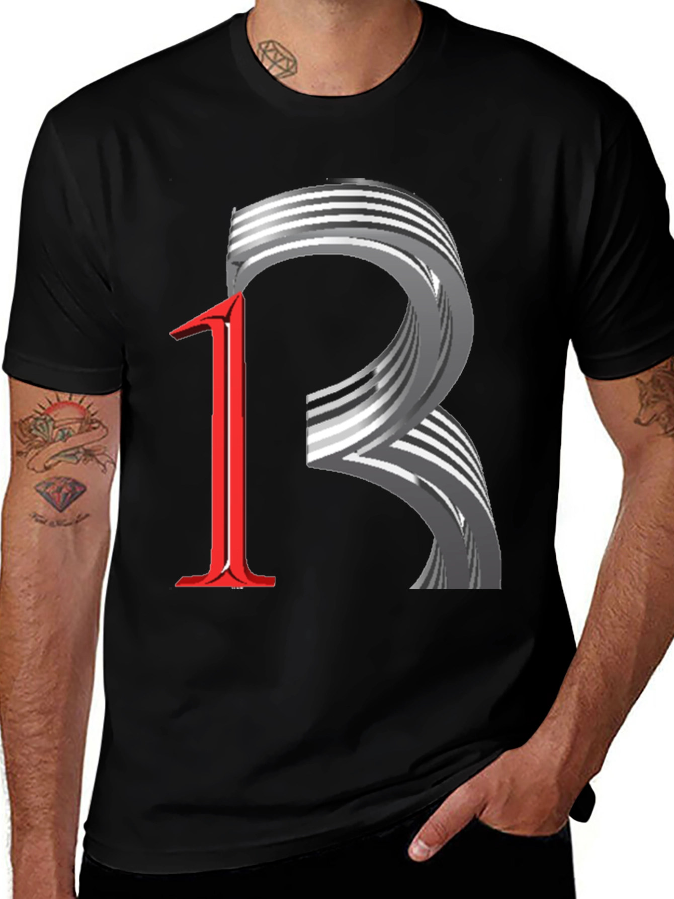 Variant 22 of Abstract Number 12 Black T-Shirt