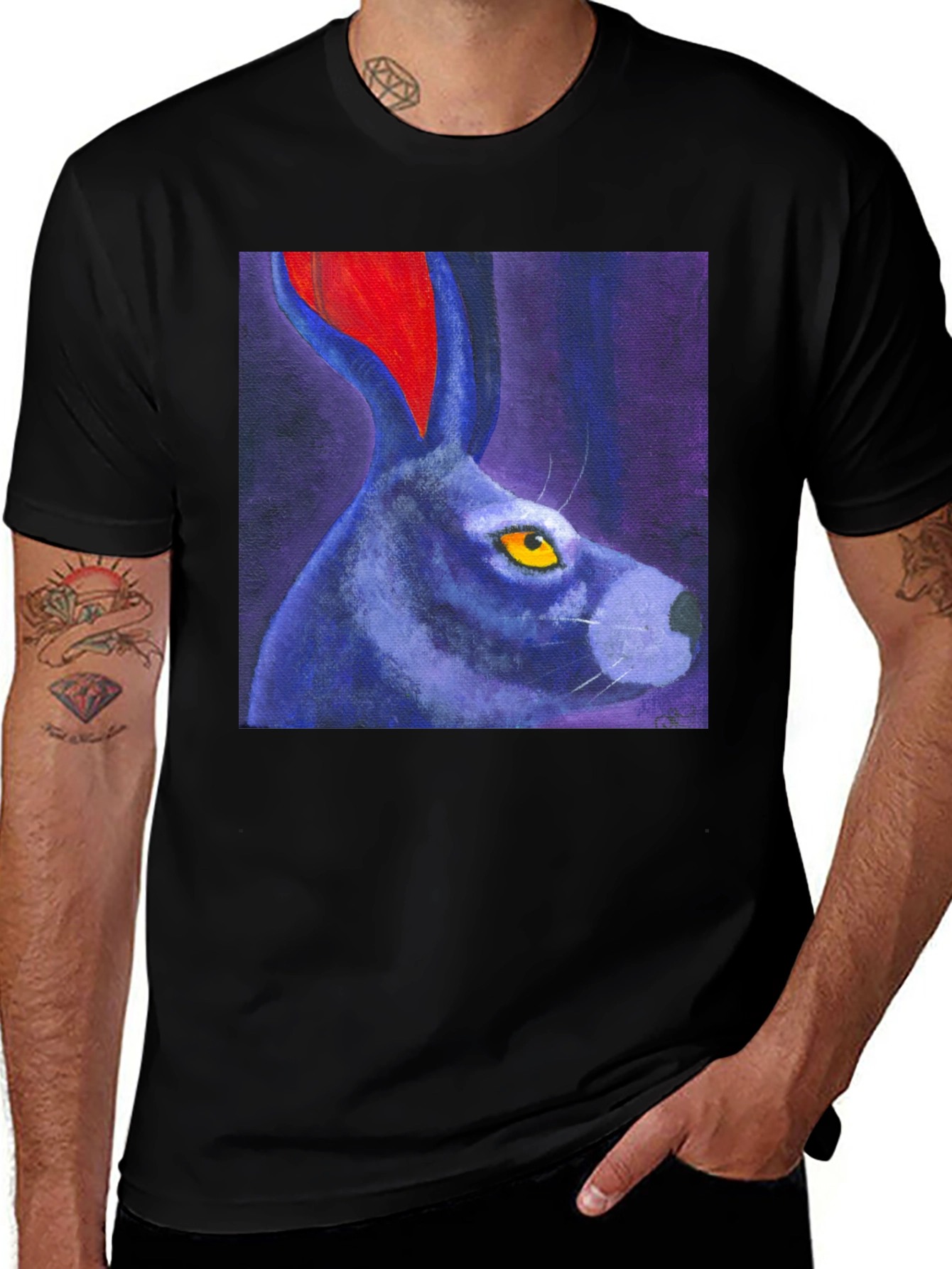 Variant 3 of Rabbit Art Print Tee - Unique Graphic T-Shirt