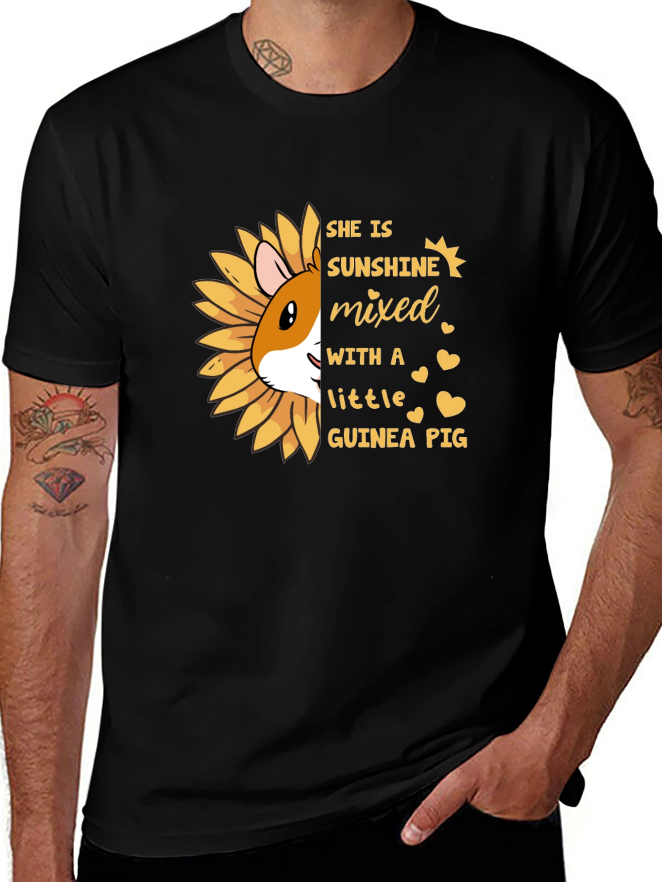 Variant 14 of Guinea Pig Sunflower Graphic Tee - Unisex