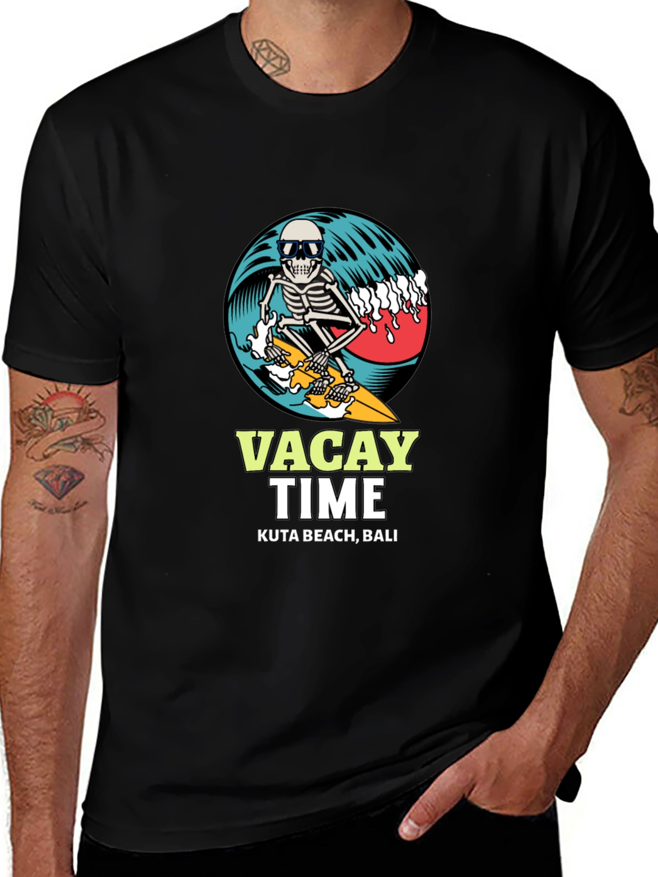 Variant 7 of Vacay Time Skeleton Surfer T-Shirt