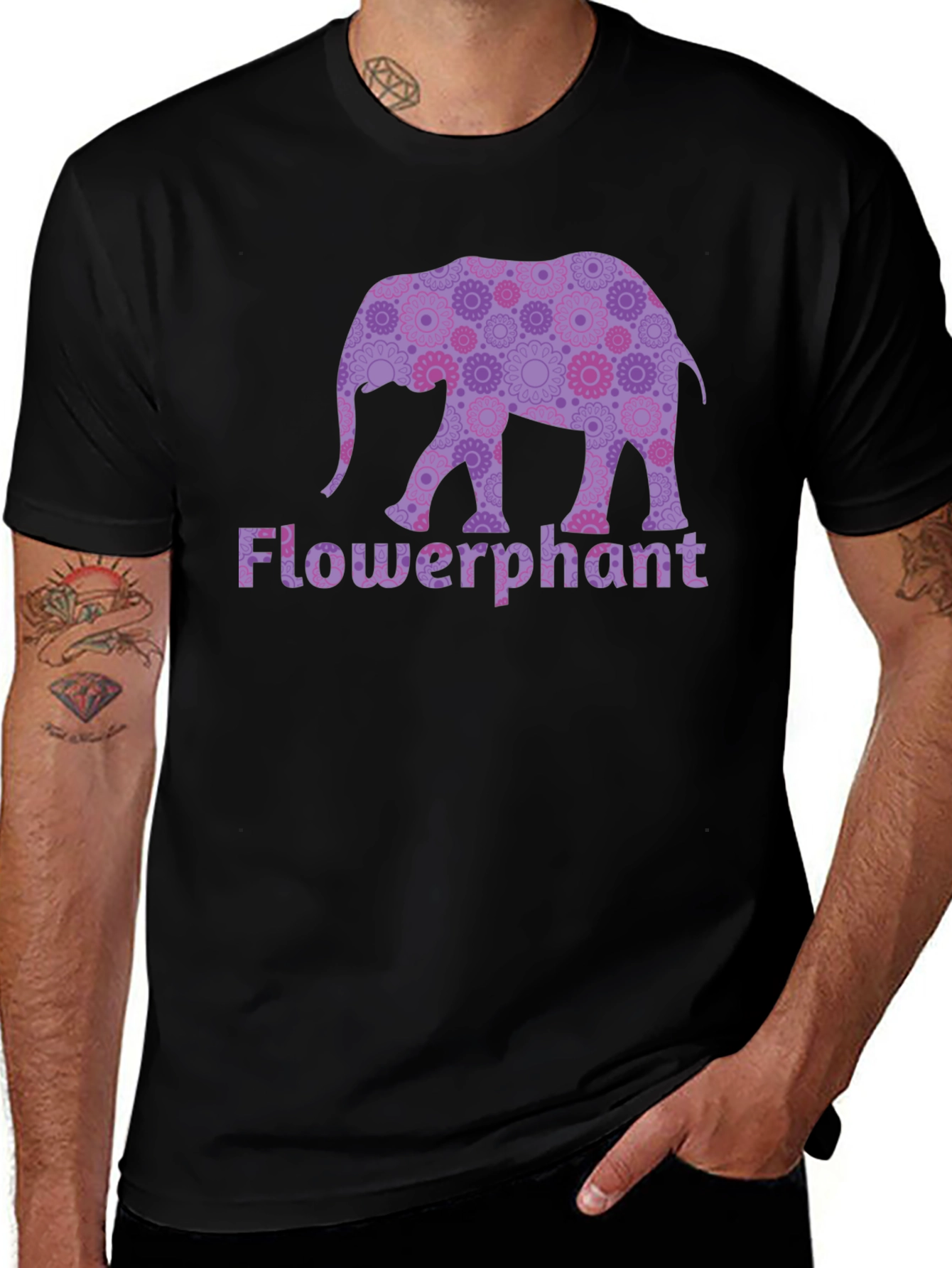 Variant 3 of Flowerphant Graphic Tee - Unique Elephant Floral Design