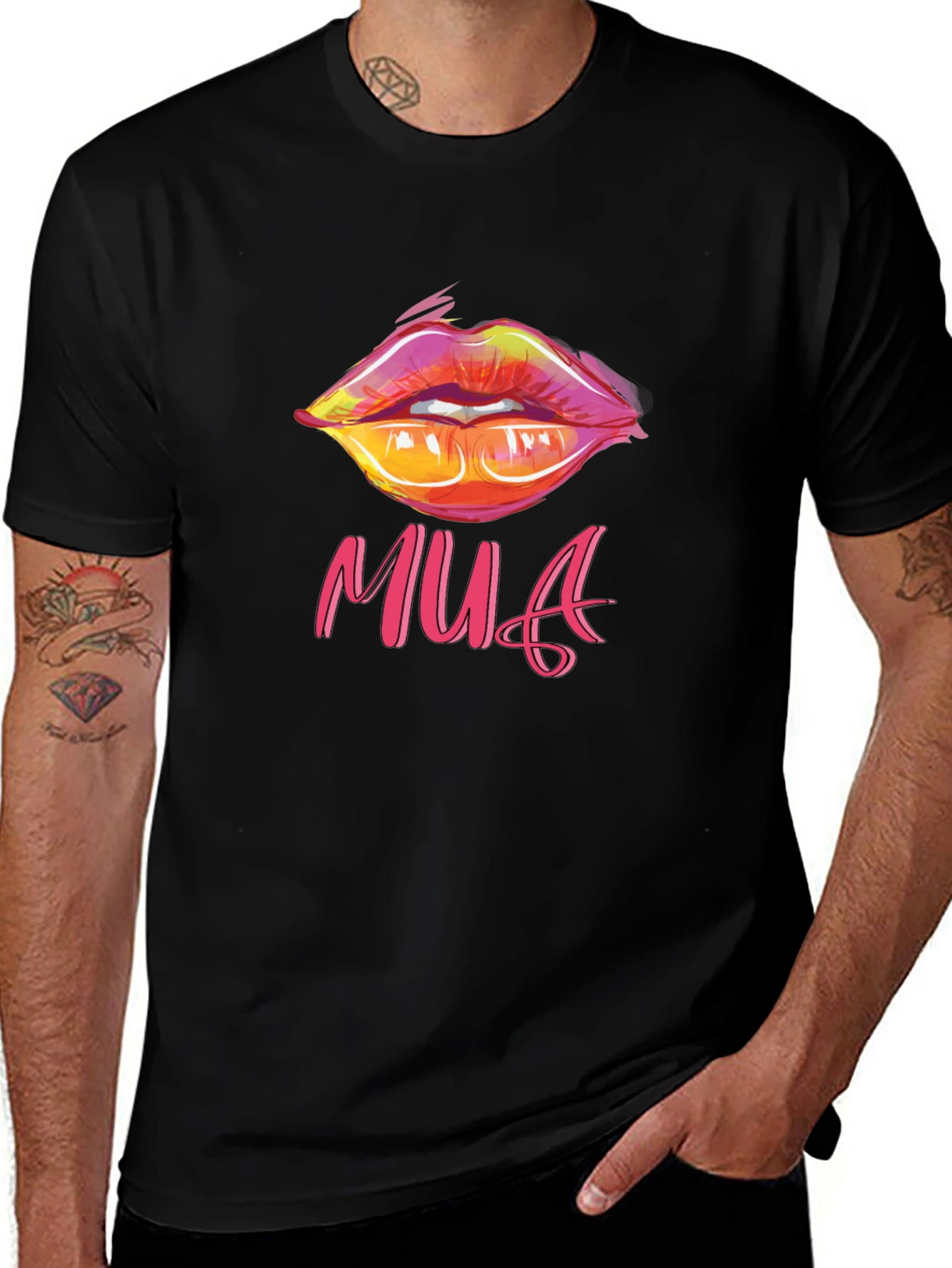 MUA Lips Graphic Tee - Stylish Black T-Shirt