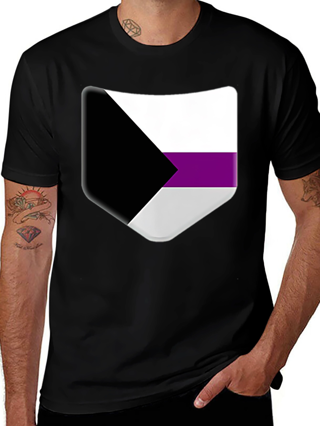 Variant 9 of Demisexual Pride Flag T-Shirt - Black