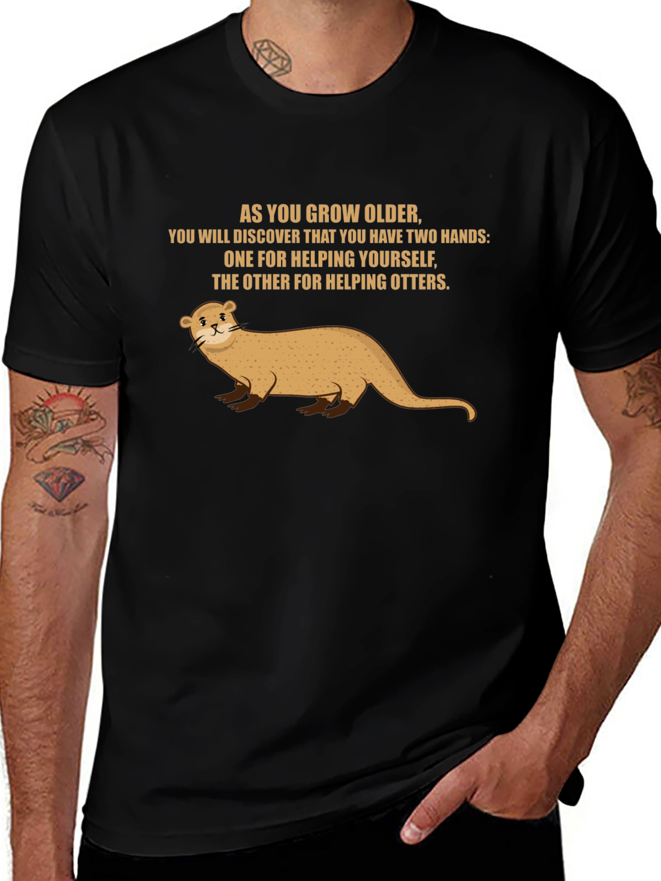 Variant 19 of Help Otters T-Shirt - Two Hands Quote