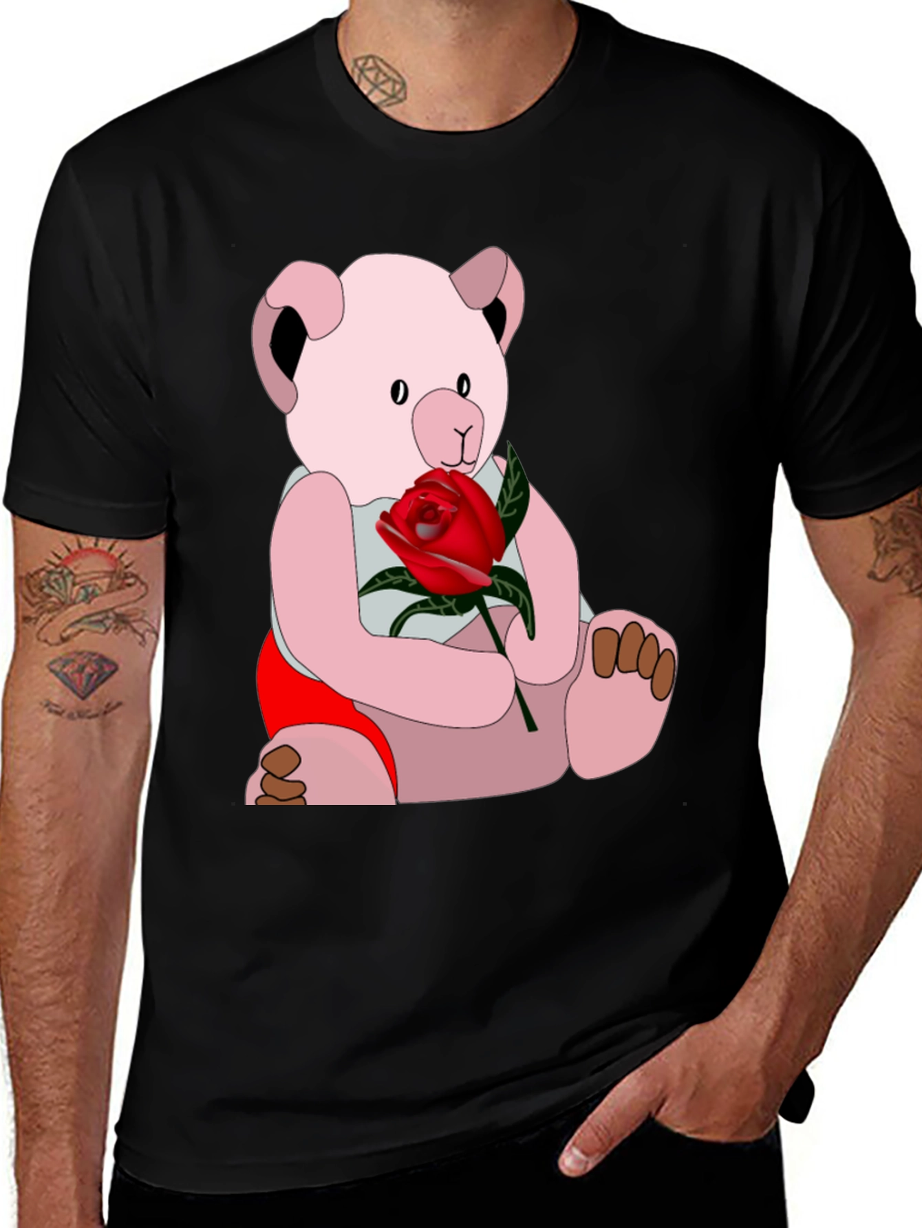 Variant 7 of Cute Teddy Bear with Rose Graphic T-Shirt