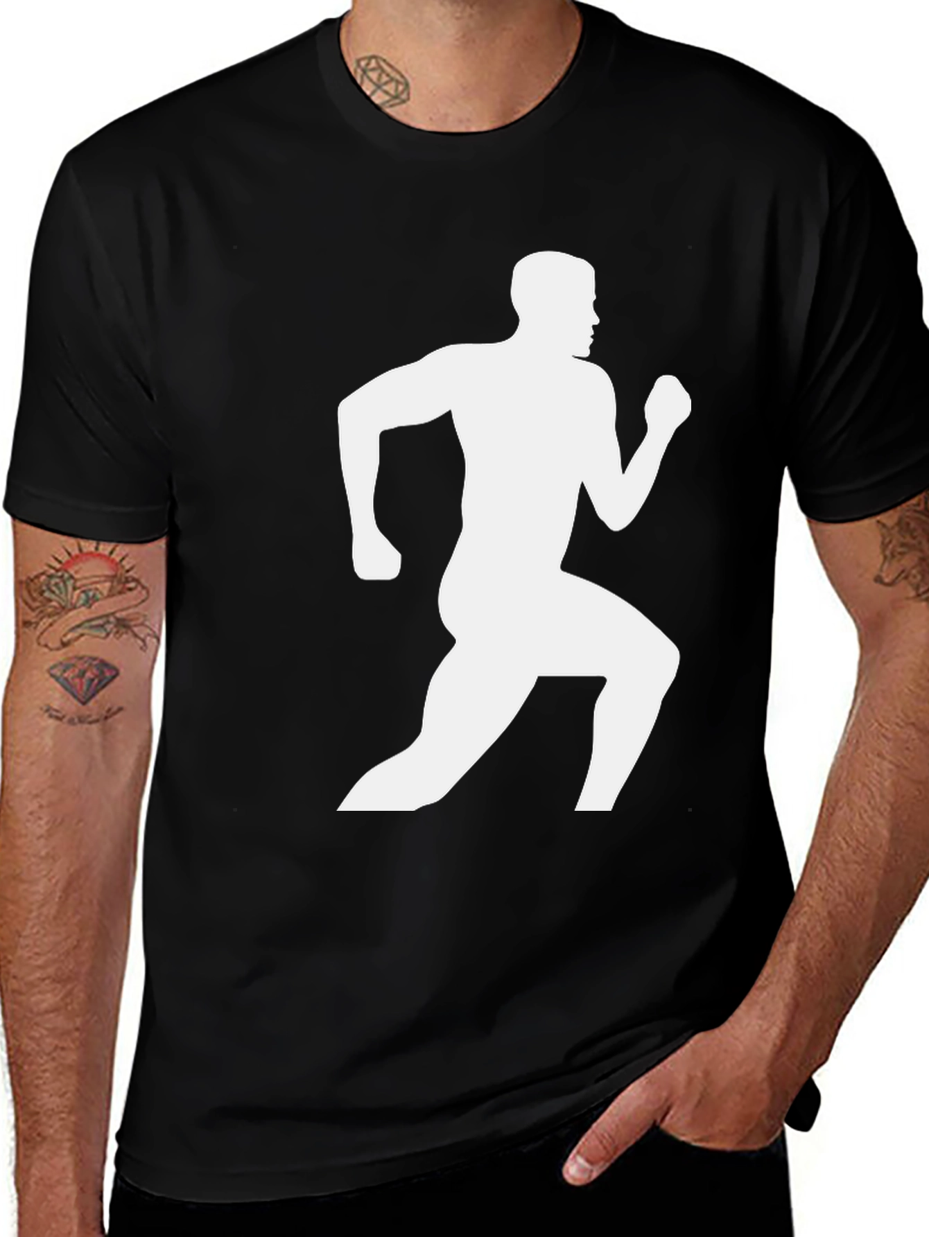 Variant 17 of Runner Silhouette Graphic Tee - Black Casual T-Shirt