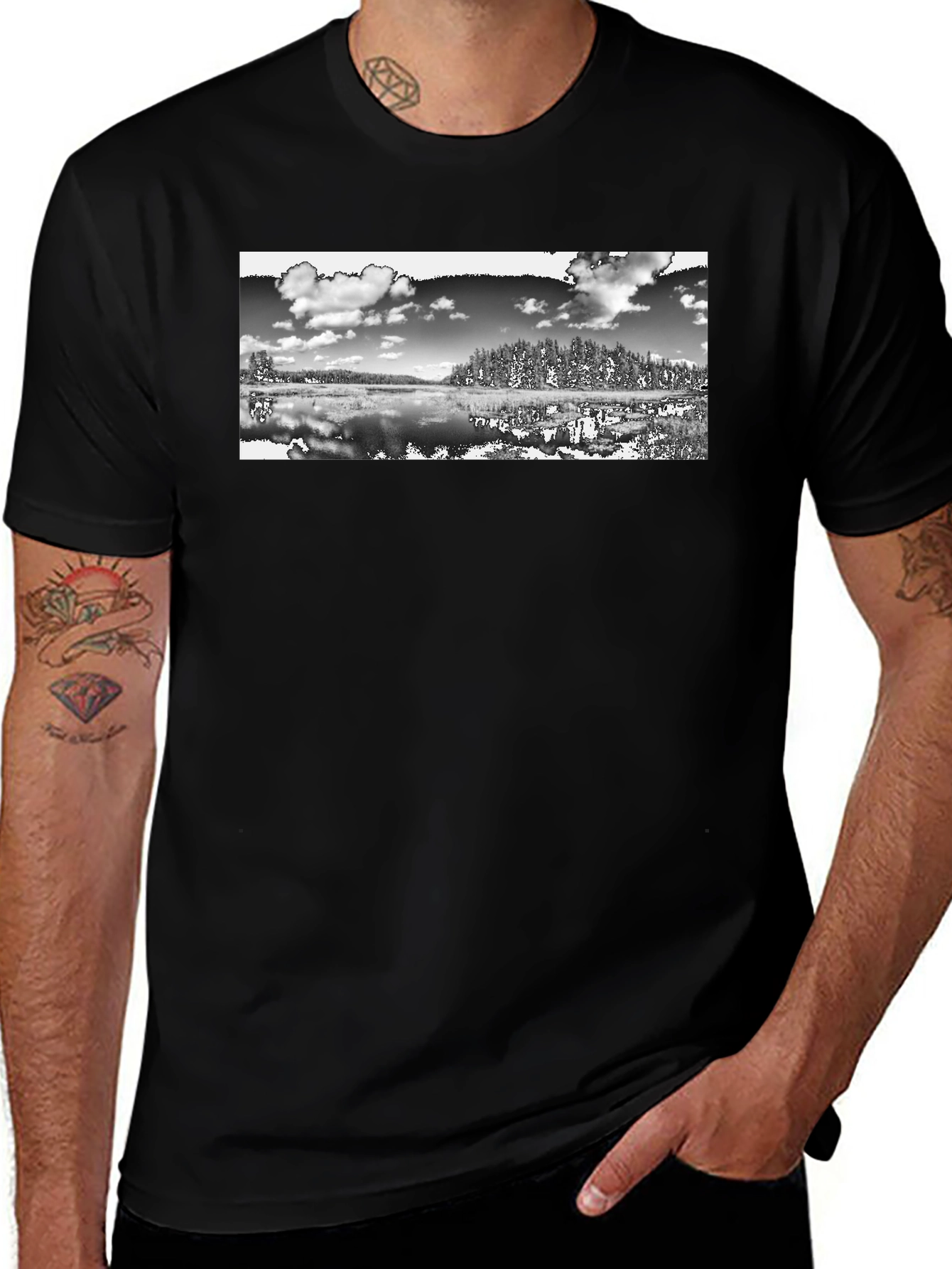 Variant 10 of Monochrome Landscape Graphic T-Shirt