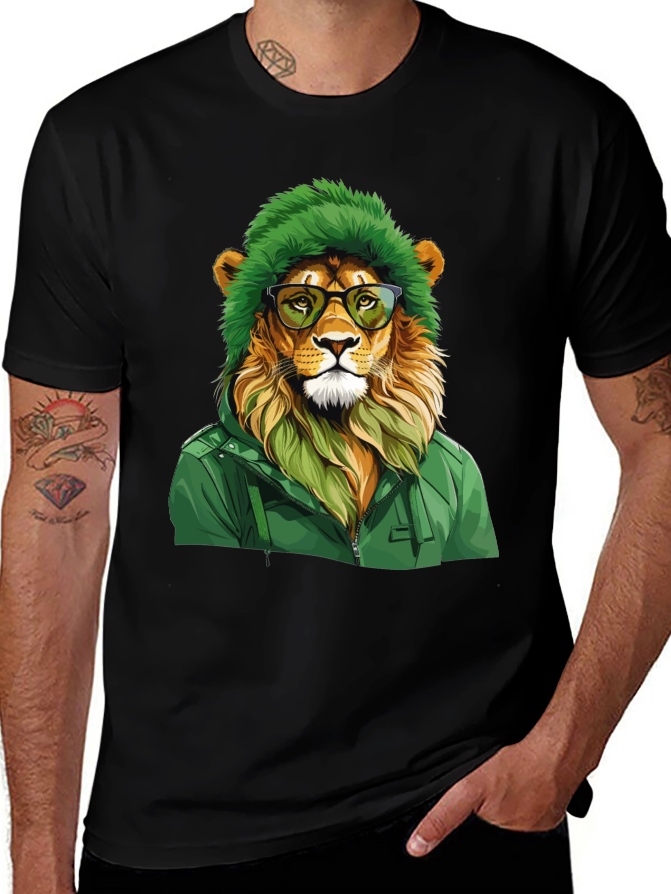 Variant 20 of Hipster Lion Graphic Tee - Cool Animal T-Shirt