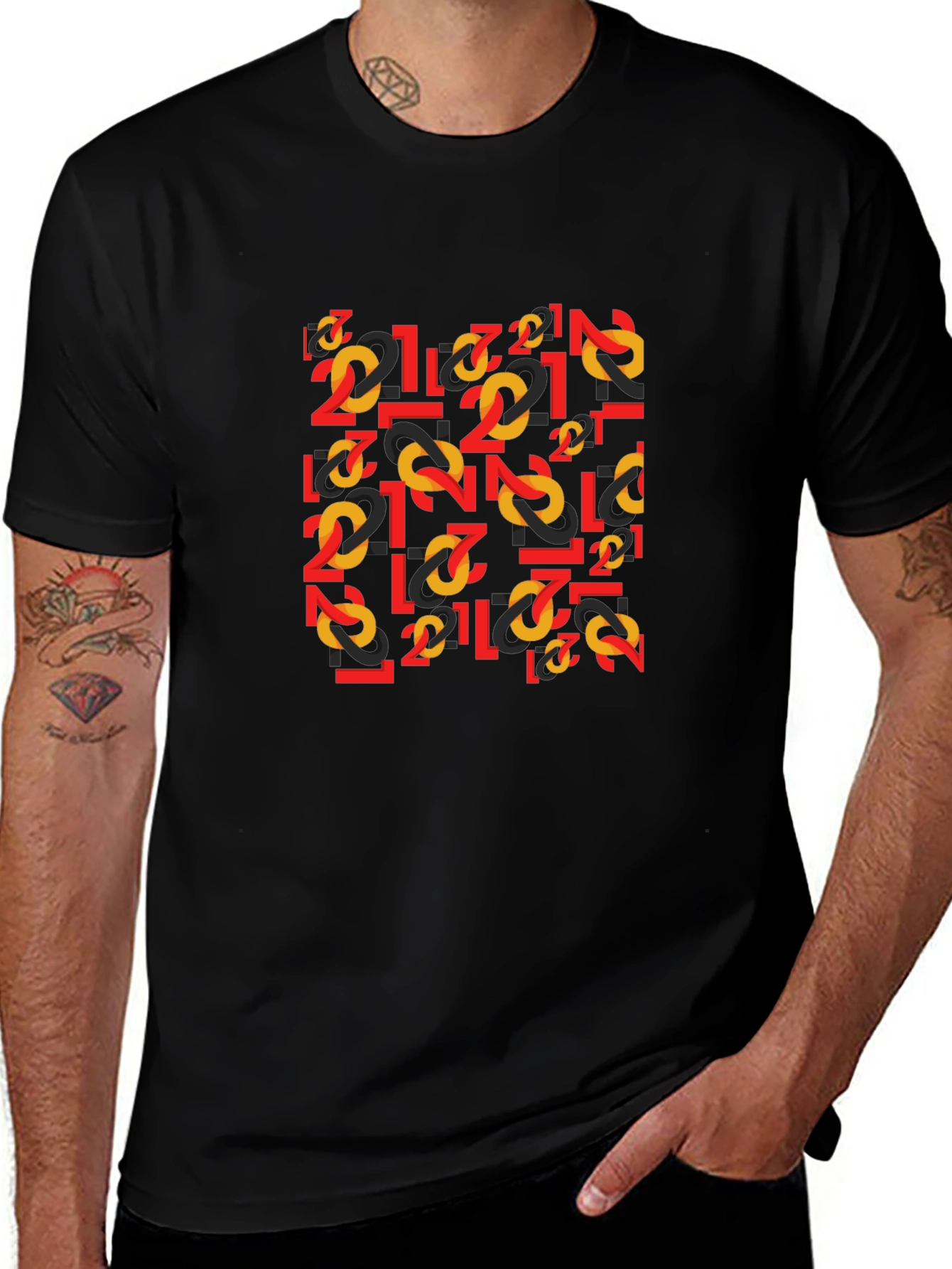 Variant 26 of Bold Number Pattern Tee - Statement Graphic T-Shirt