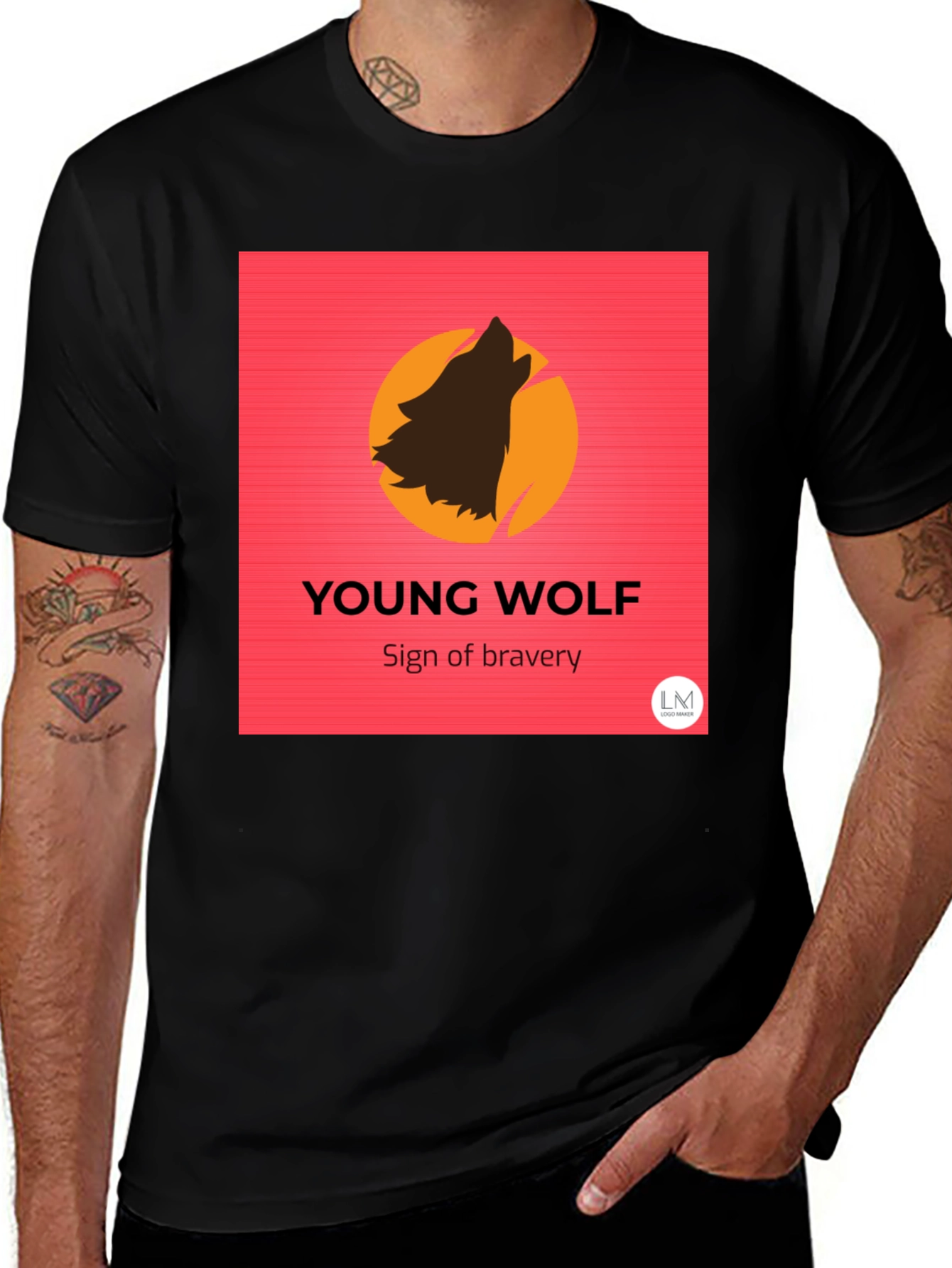 Variant 10 of Young Wolf Bravery Tee - Modern Graphic Print
