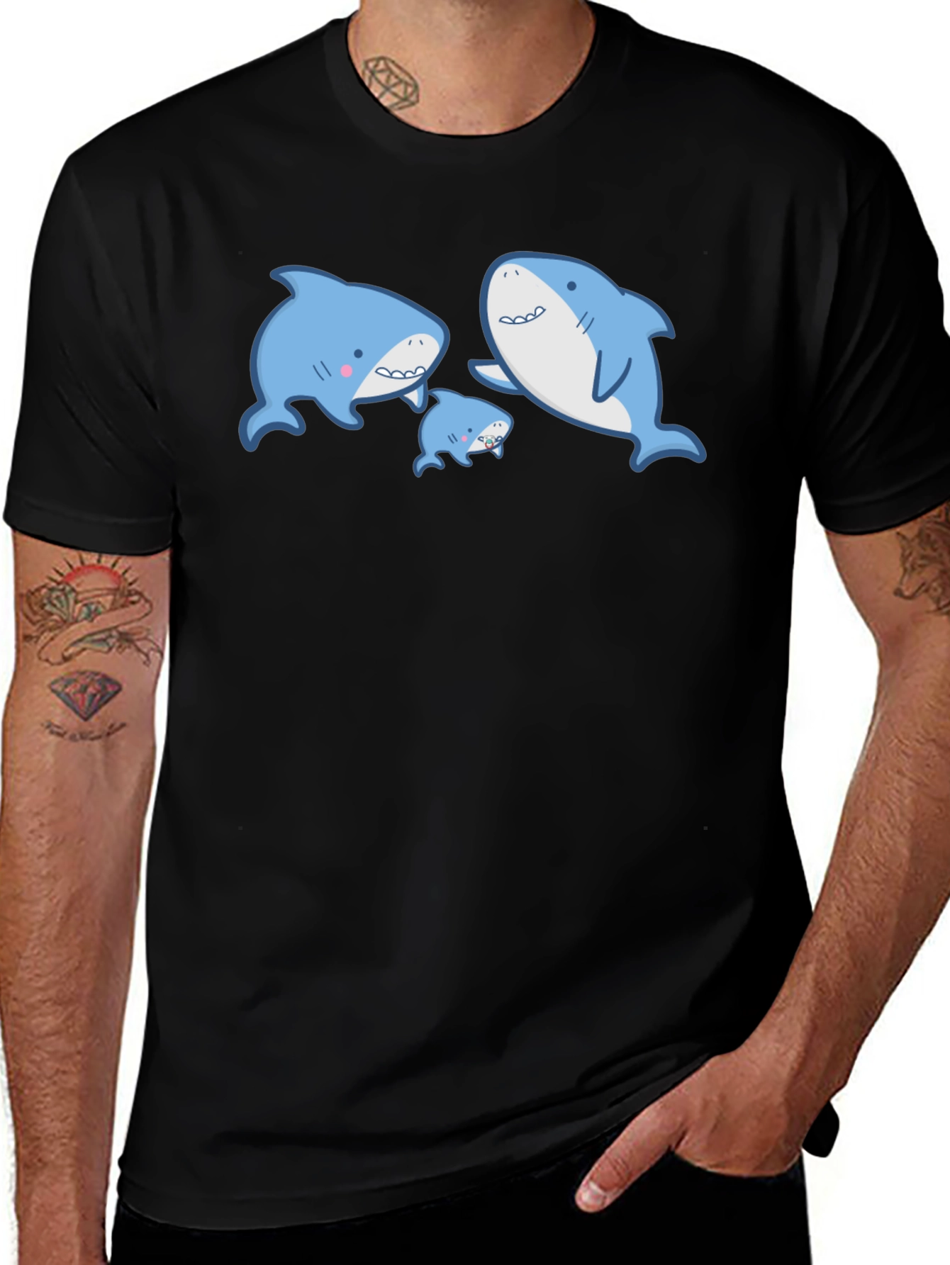 Variant 9 of Cute Shark Family Graphic T-Shirt