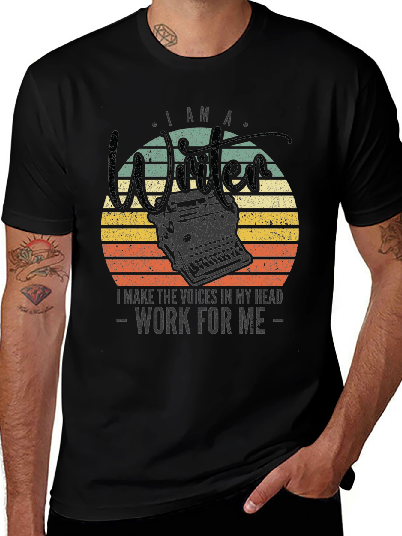 Variant 17 of Writer T-Shirt: I Make The Voices Work