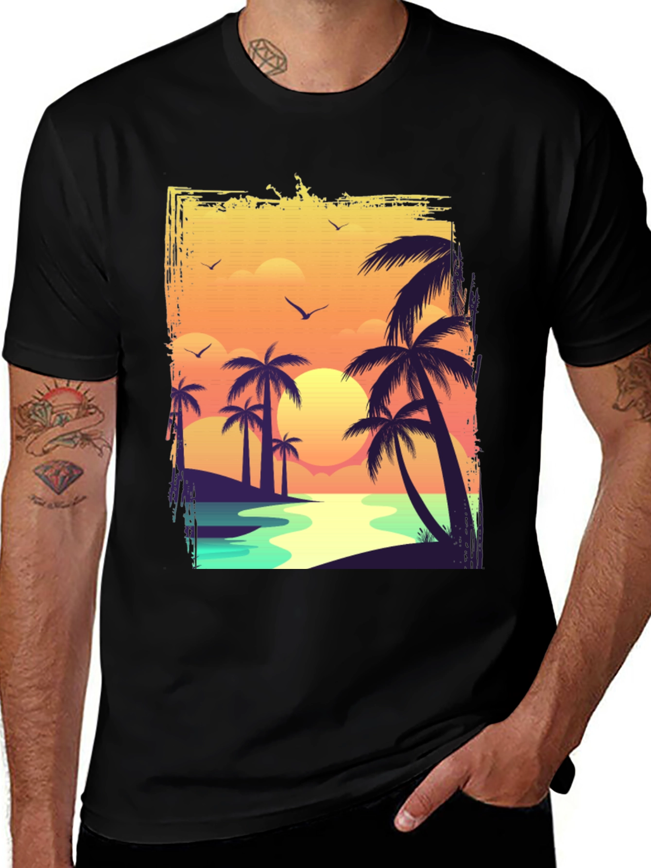 Variant 29 of Tropical Palm Sunset Graphic T-Shirt