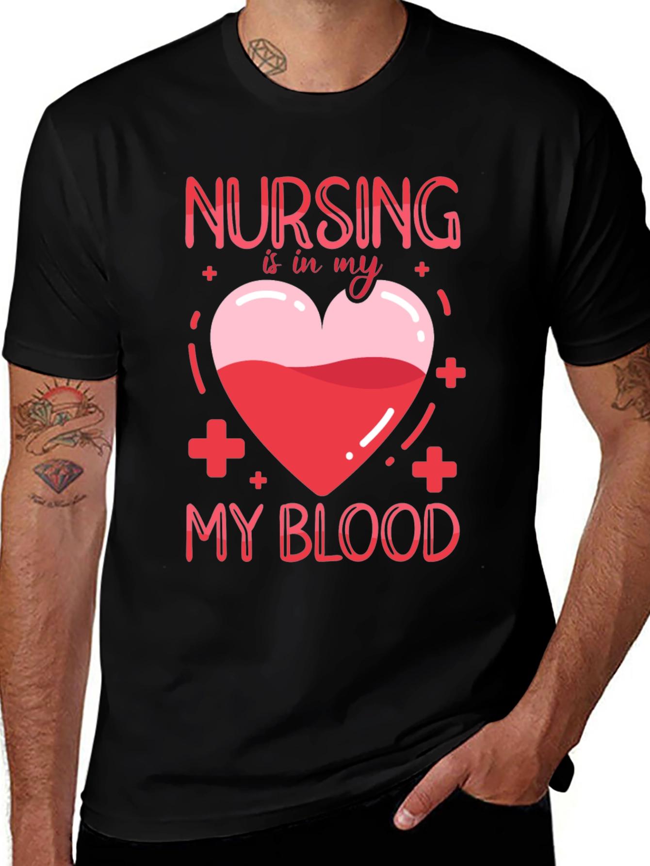 Nursing Is In My Blood T-Shirt Nurse Gift