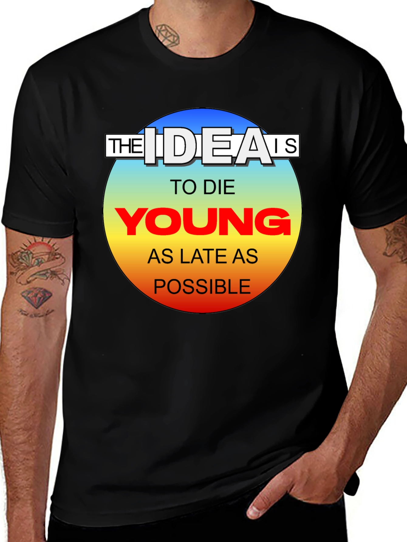 Variant 20 of The Idea Is To Die Young Men's Black T-Shirt