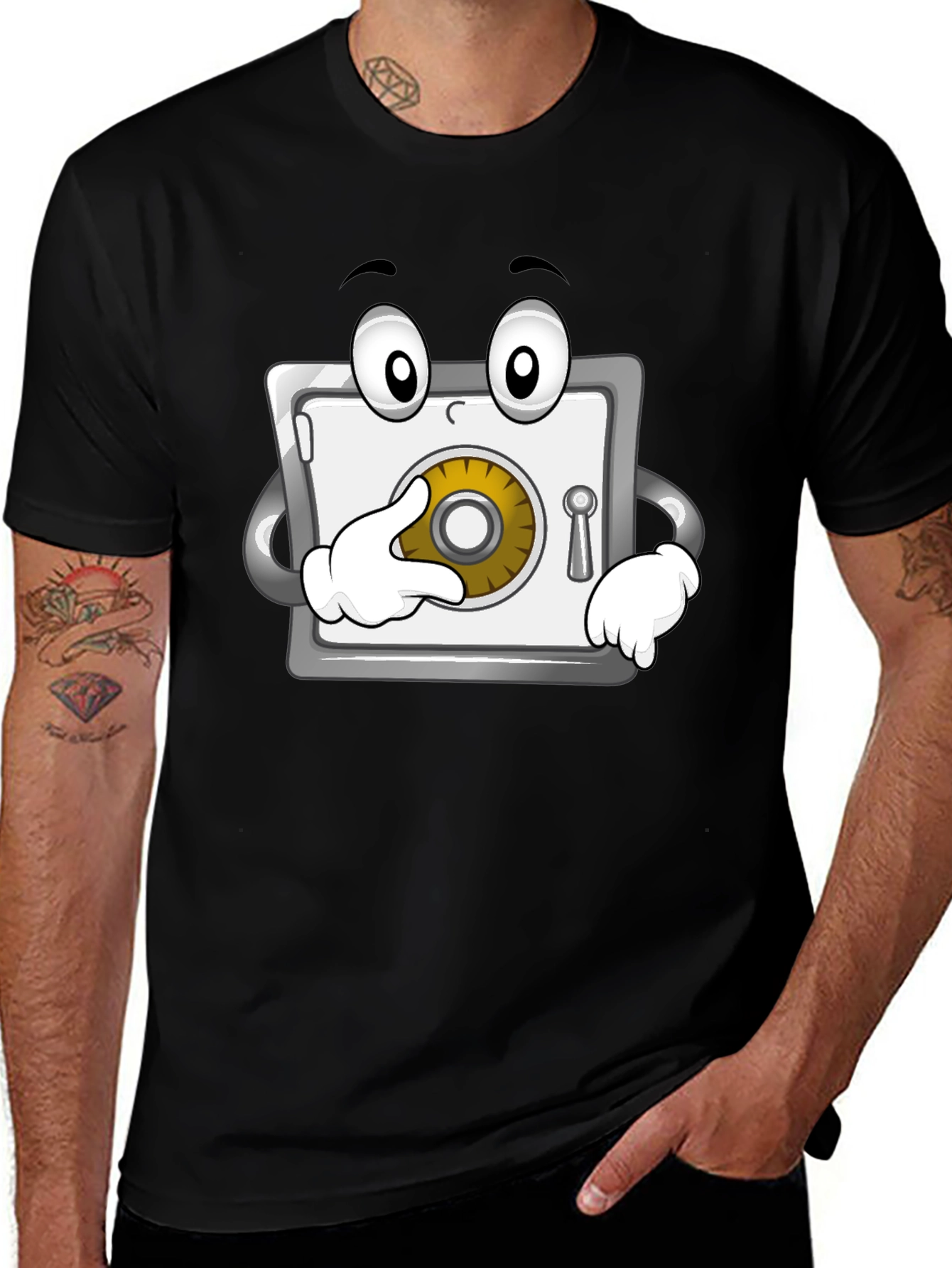 Variant 28 of Funny Cartoon Safe T-Shirt - Black