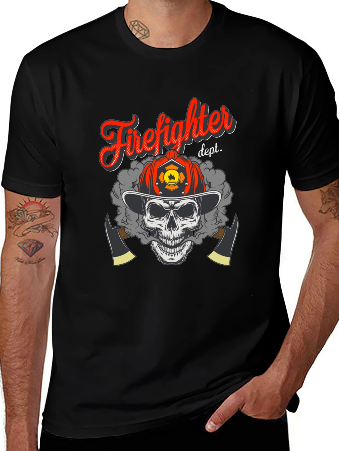 Variant 5 of Firefighter Skull Graphic Print Tee
