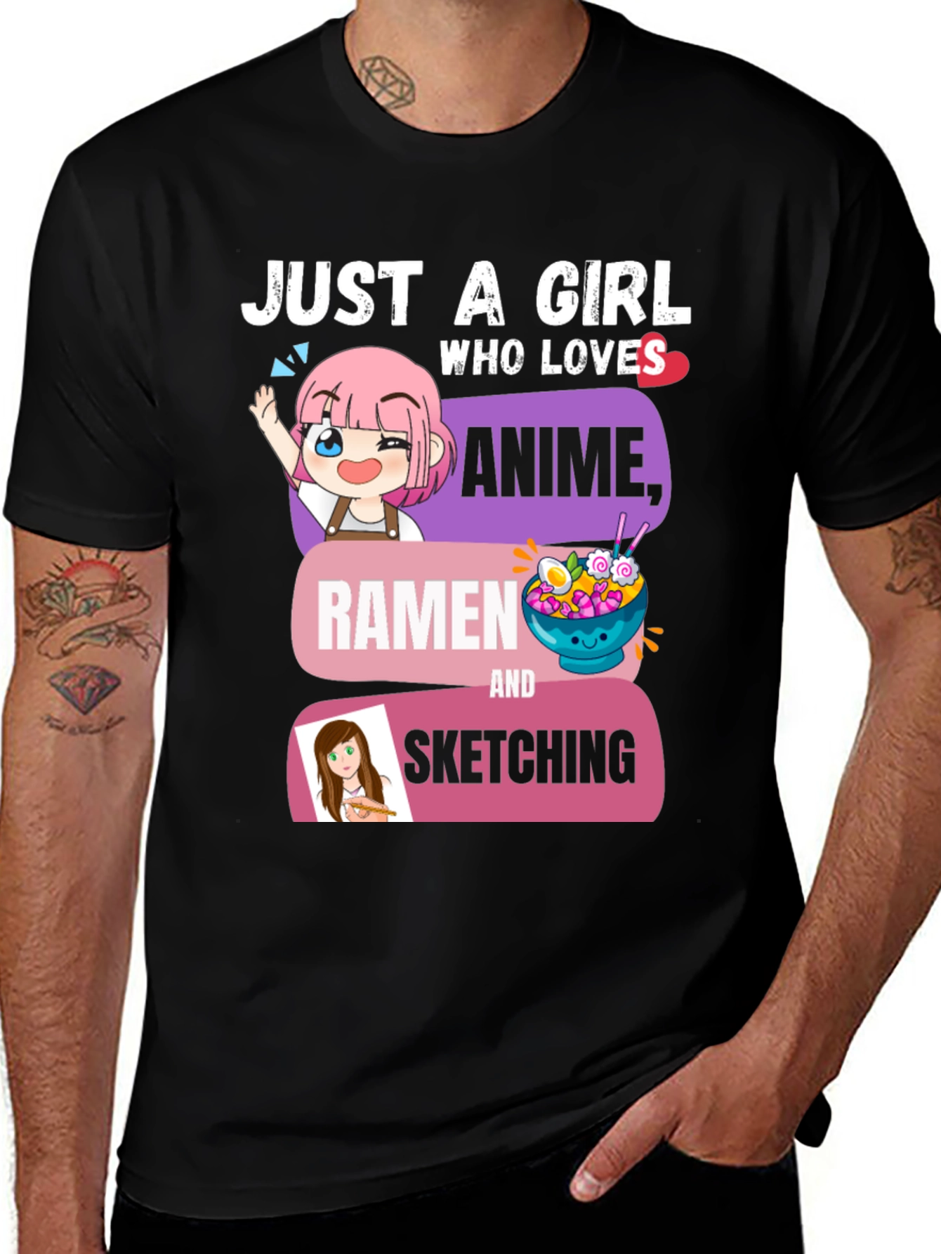 Variant 22 of Anime Ramen Sketching Girl's T-Shirt