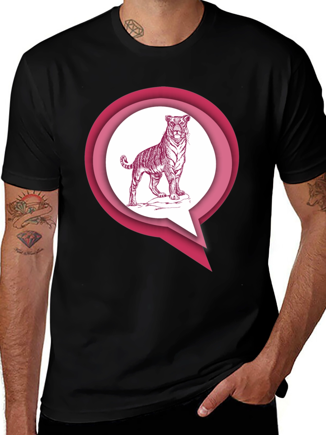 Variant 26 of Tiger Graphic Tee - Men's Black T-Shirt