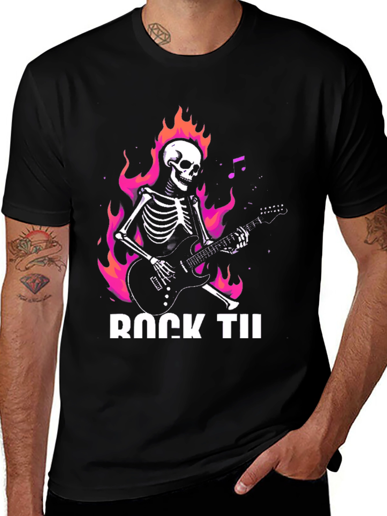 Variant 11 of Rock 'Til You Drop Skeleton Guitar T-Shirt