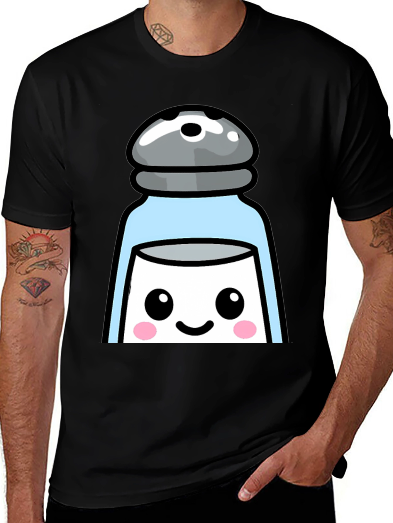 Variant 26 of Cute Salt Shaker Graphic T-Shirt - Black
