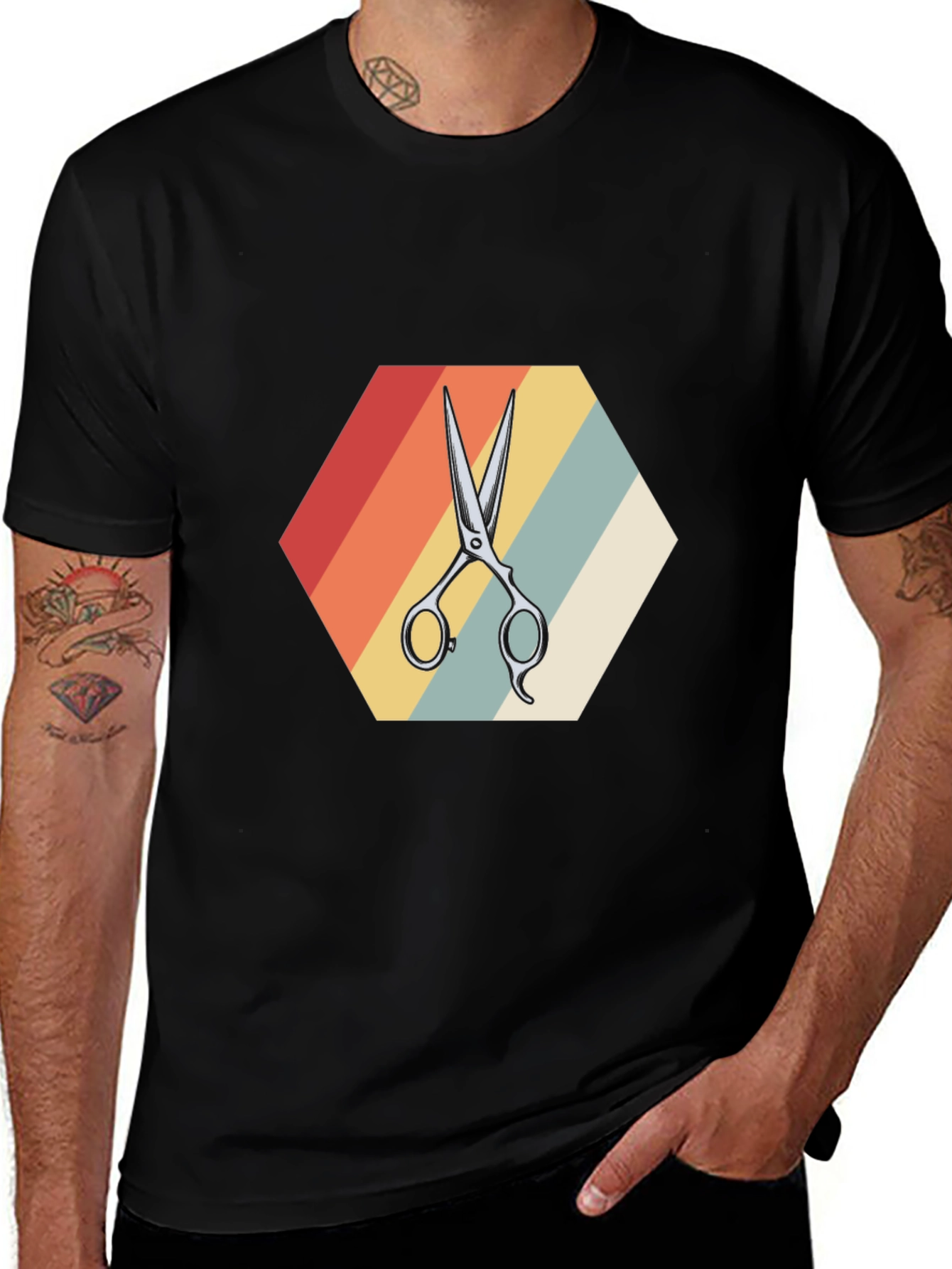 Variant 12 of Retro Scissors T-Shirt: Barber Style