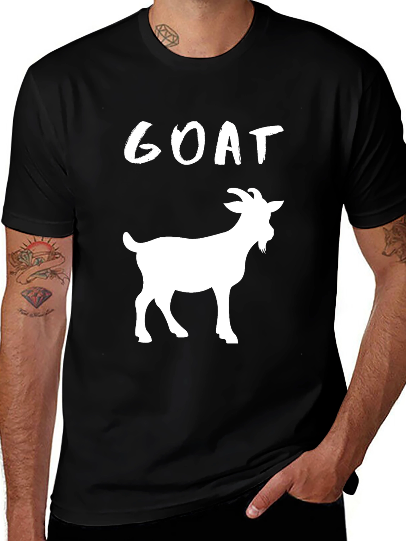 Black GOAT T-Shirt with White Goat Graphic
