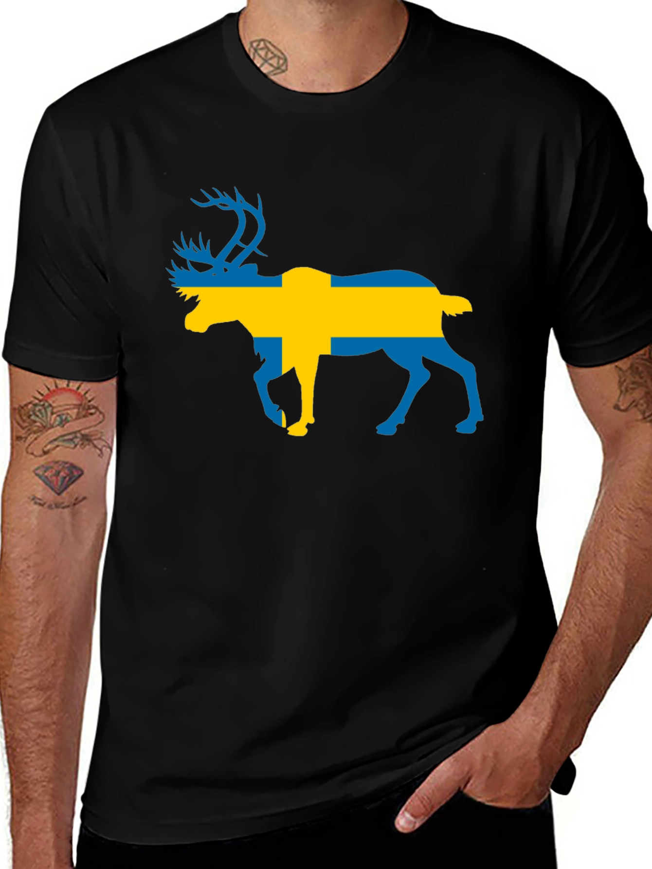 Variant 18 of Swedish Moose T-Shirt: Flag Graphic Tee