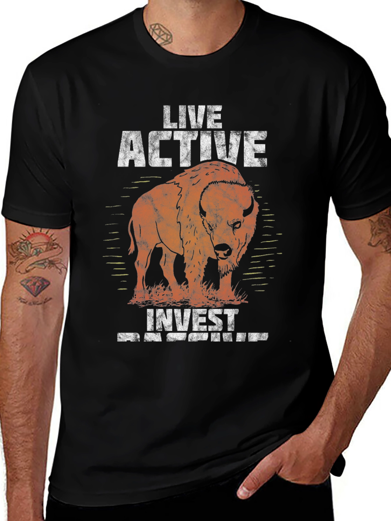 Variant 2 of Live Active Invest Bison Graphic Tee