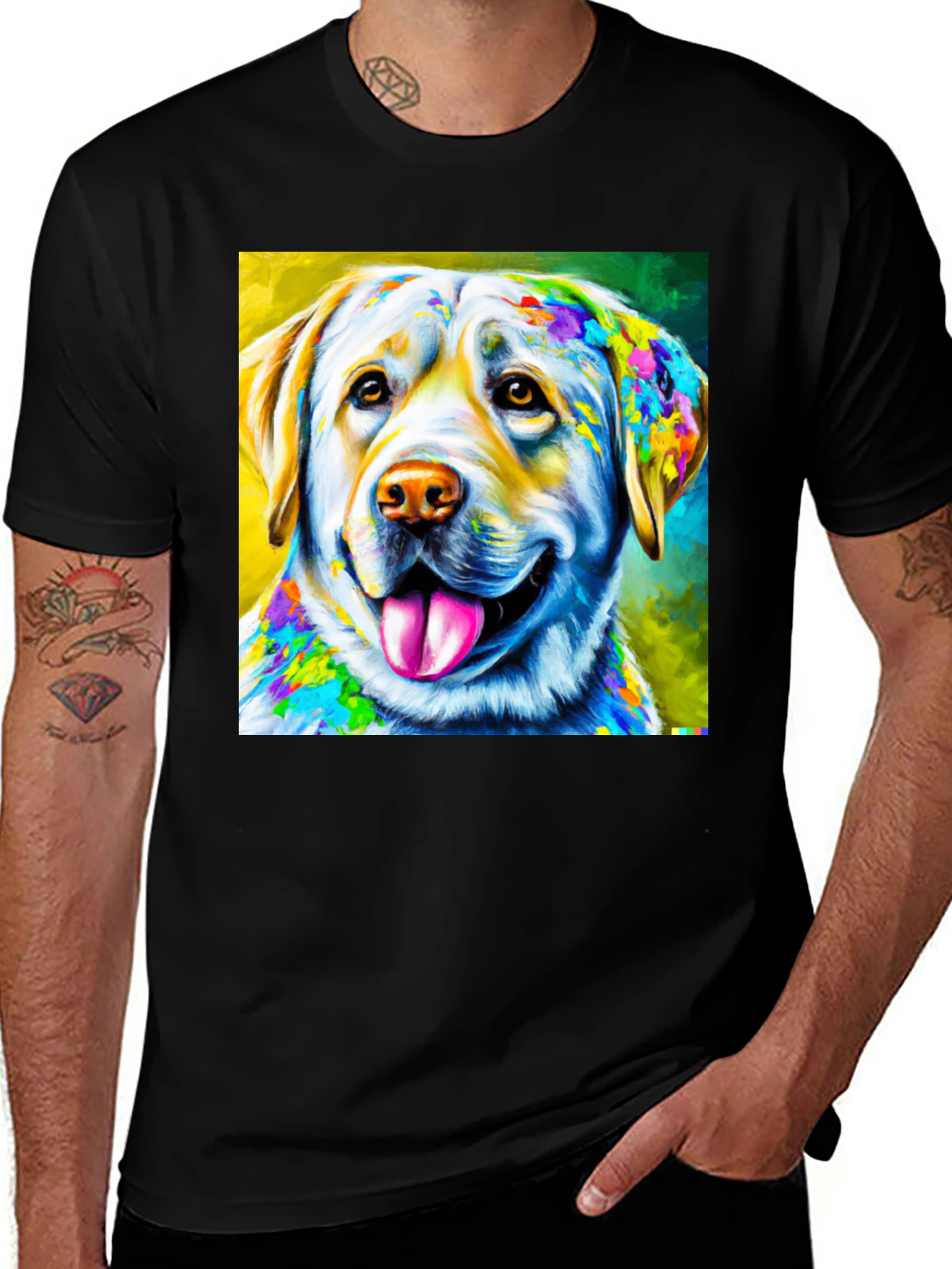 Variant 2 of Dog Art Graphic Tee - Vibrant Labrador Design