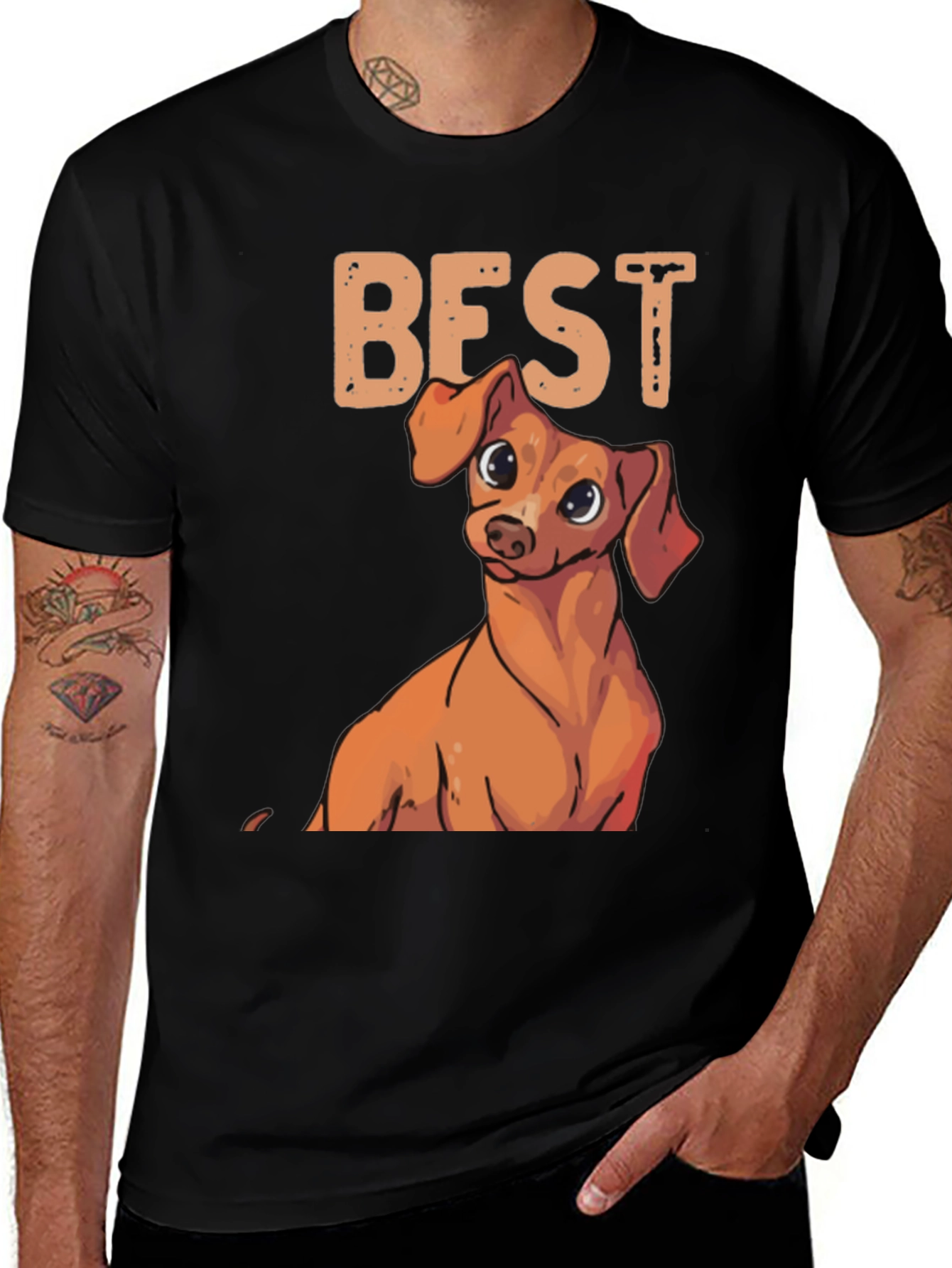 Variant 11 of Best Dog Ever T-Shirt: Cute Cartoon Dachshund Tee