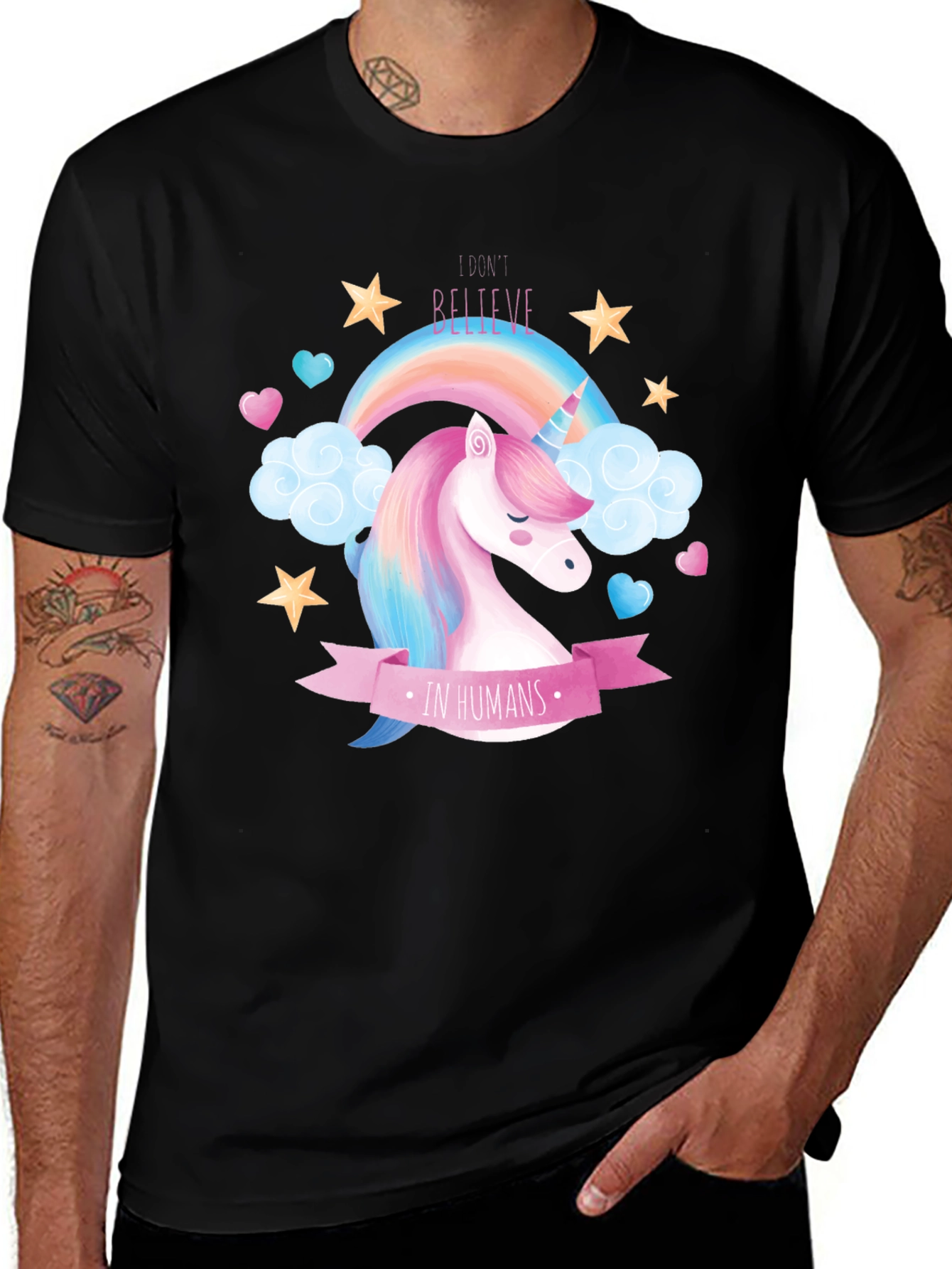 Variant 14 of Unicorn Graphic Tee - I Don't Believe In Humans