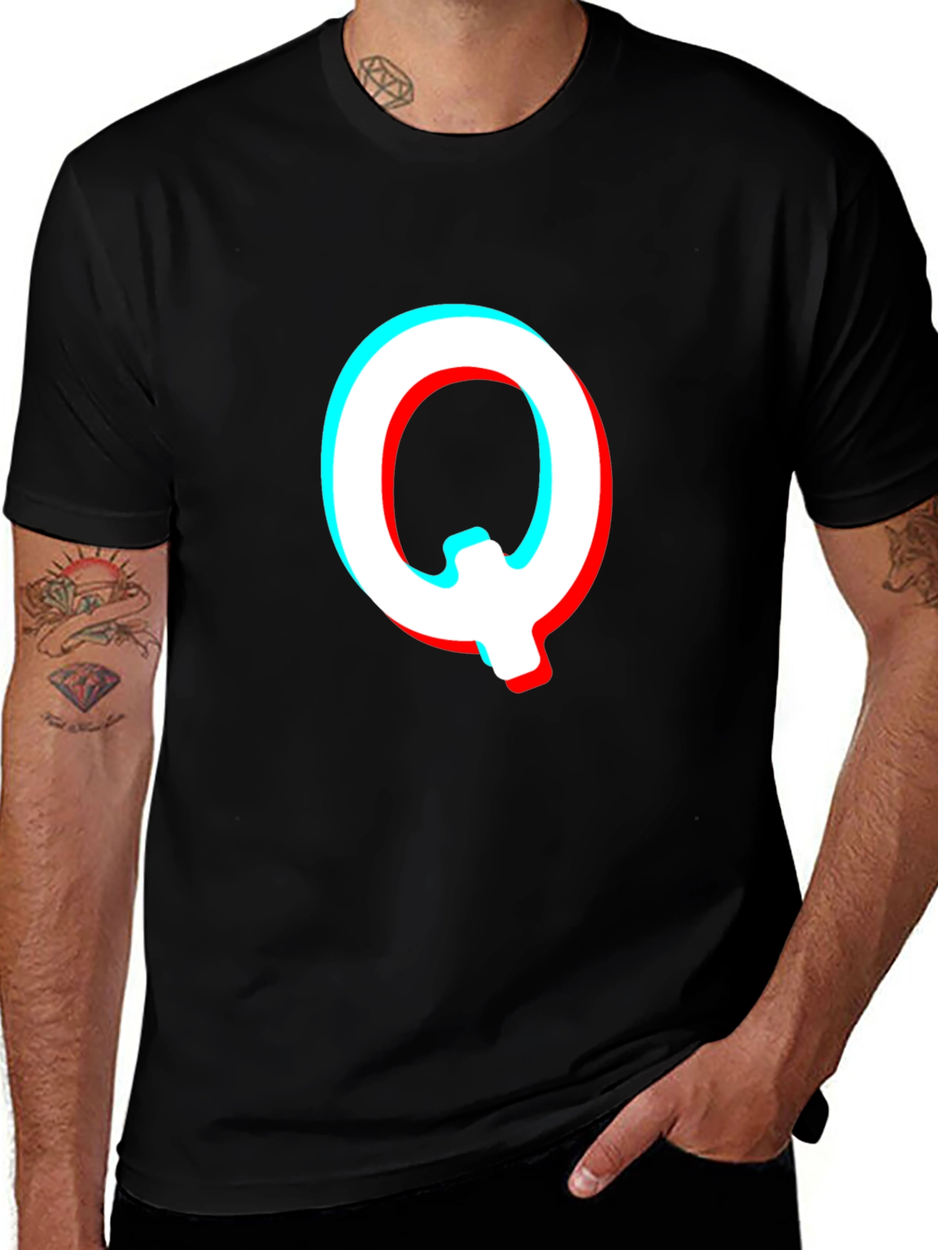 Variant 22 of Letter Q Glitch Effect Graphic T-Shirt