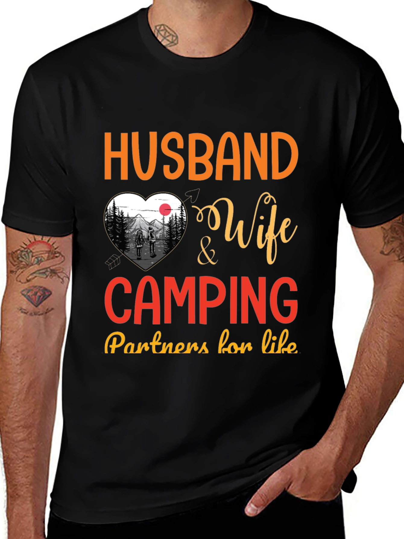 Variant 16 of Husband & Wife Camping T-Shirt - Partners for Life