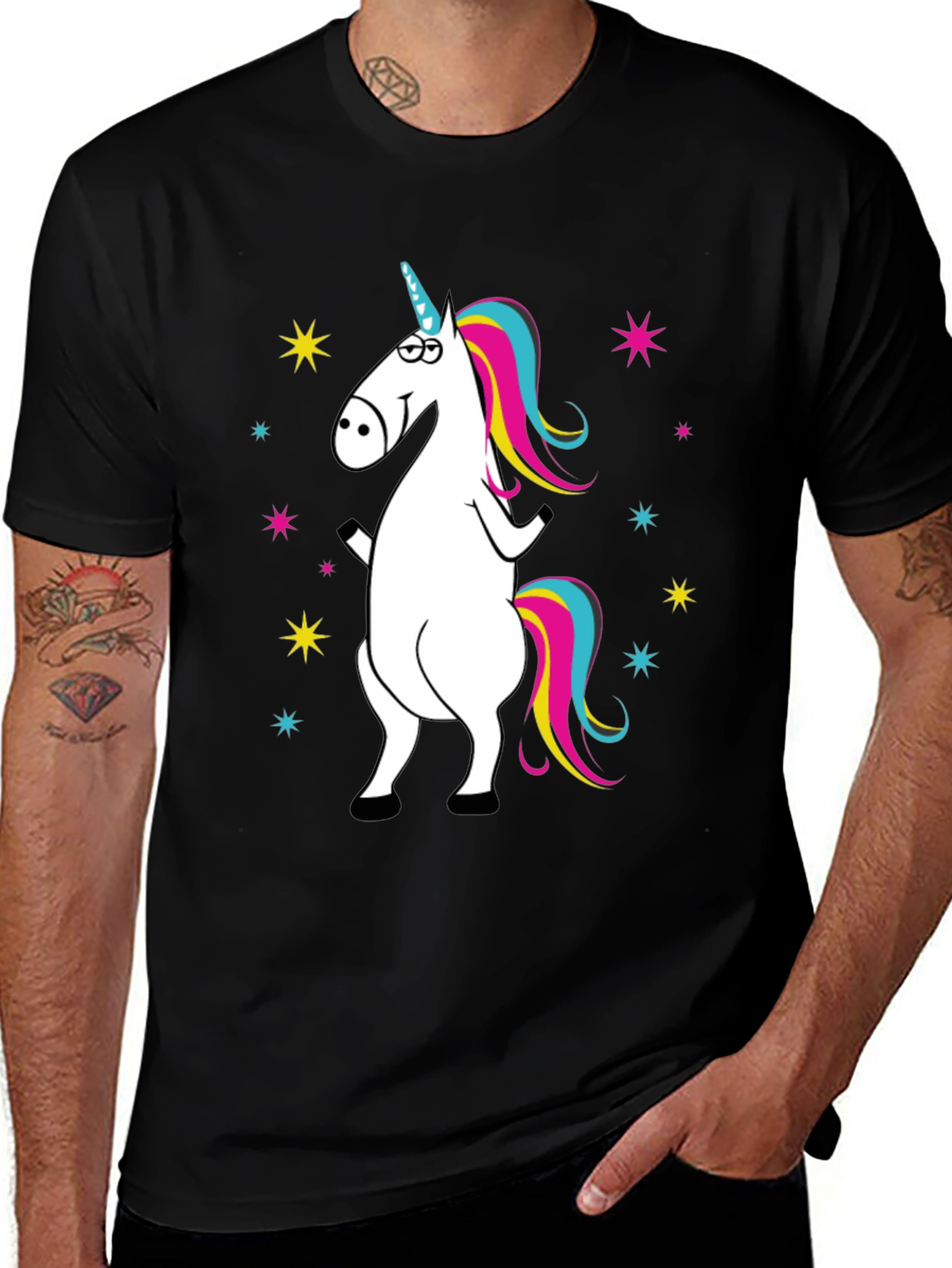 Variant 17 of Unicorn Graphic Black T-Shirt - Fun & Whimsical Design