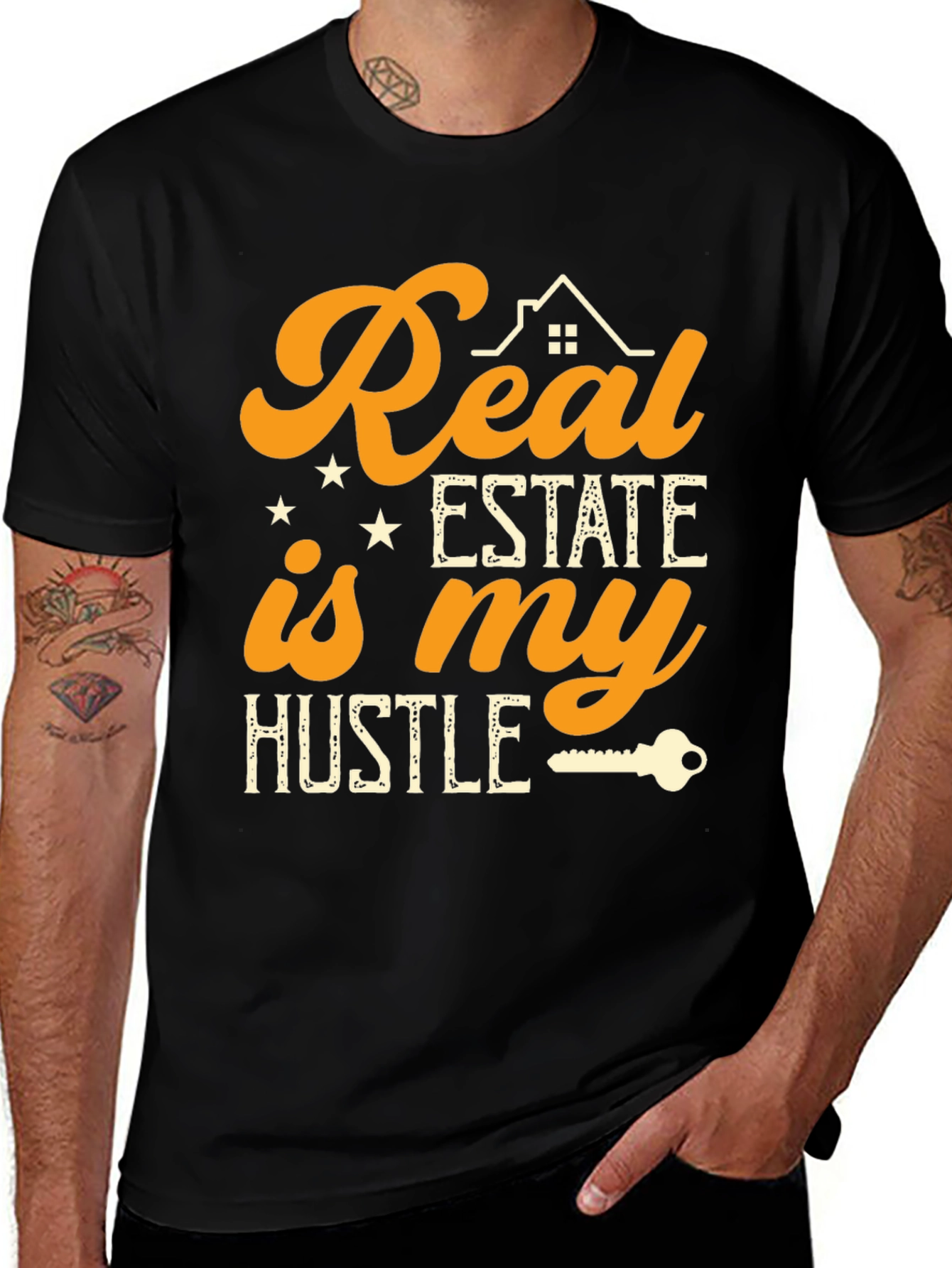 Variant 12 of Real Estate Hustle Black Graphic Tee