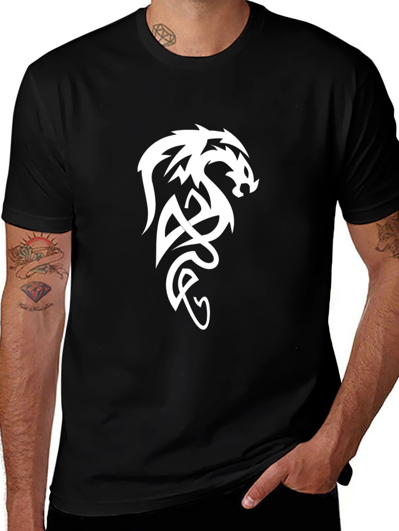 Variant 12 of Dragon Graphic Tee - Black Cotton Comfort