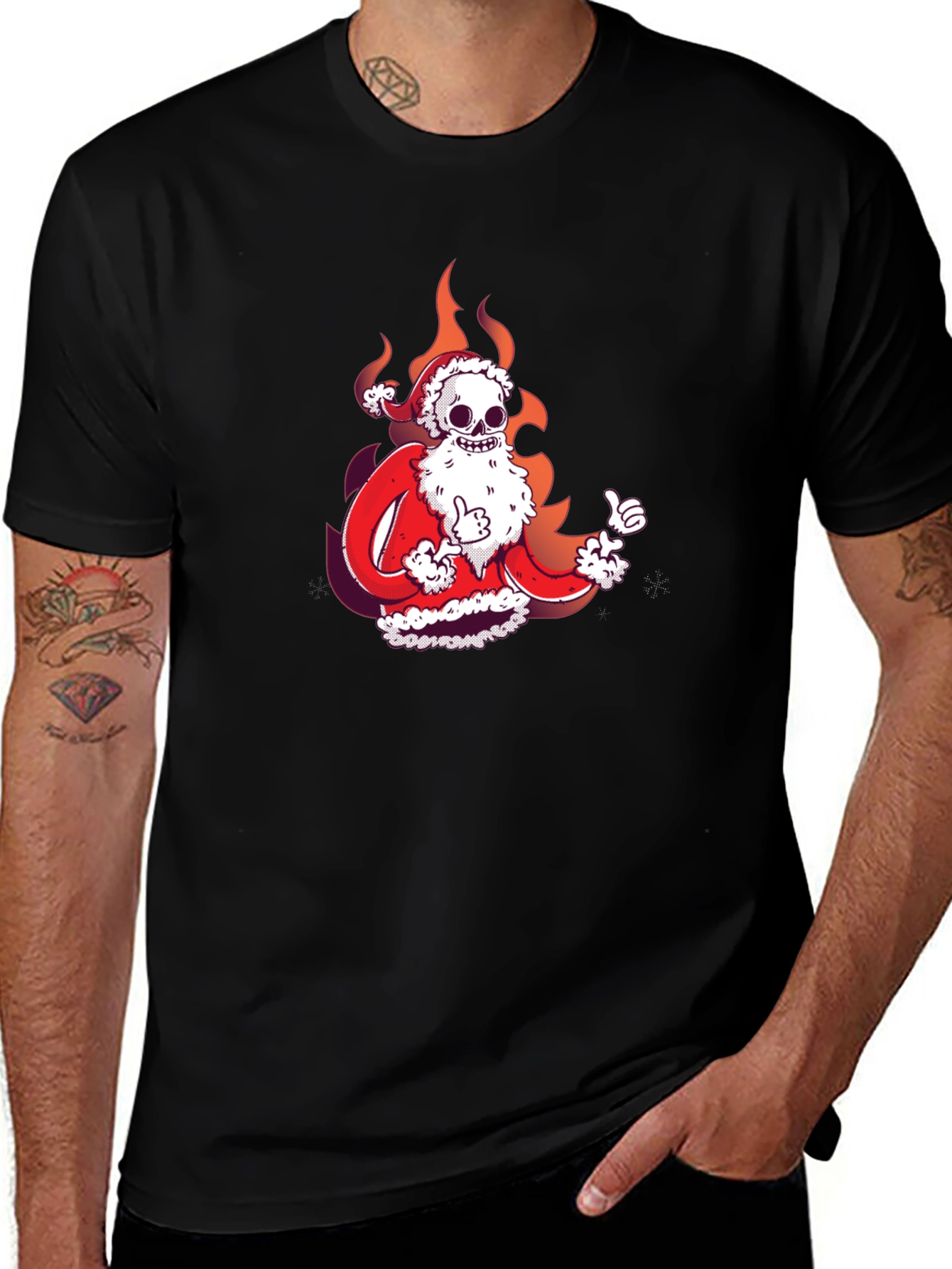 Variant 27 of Fiery Santa Skeleton T-Shirt