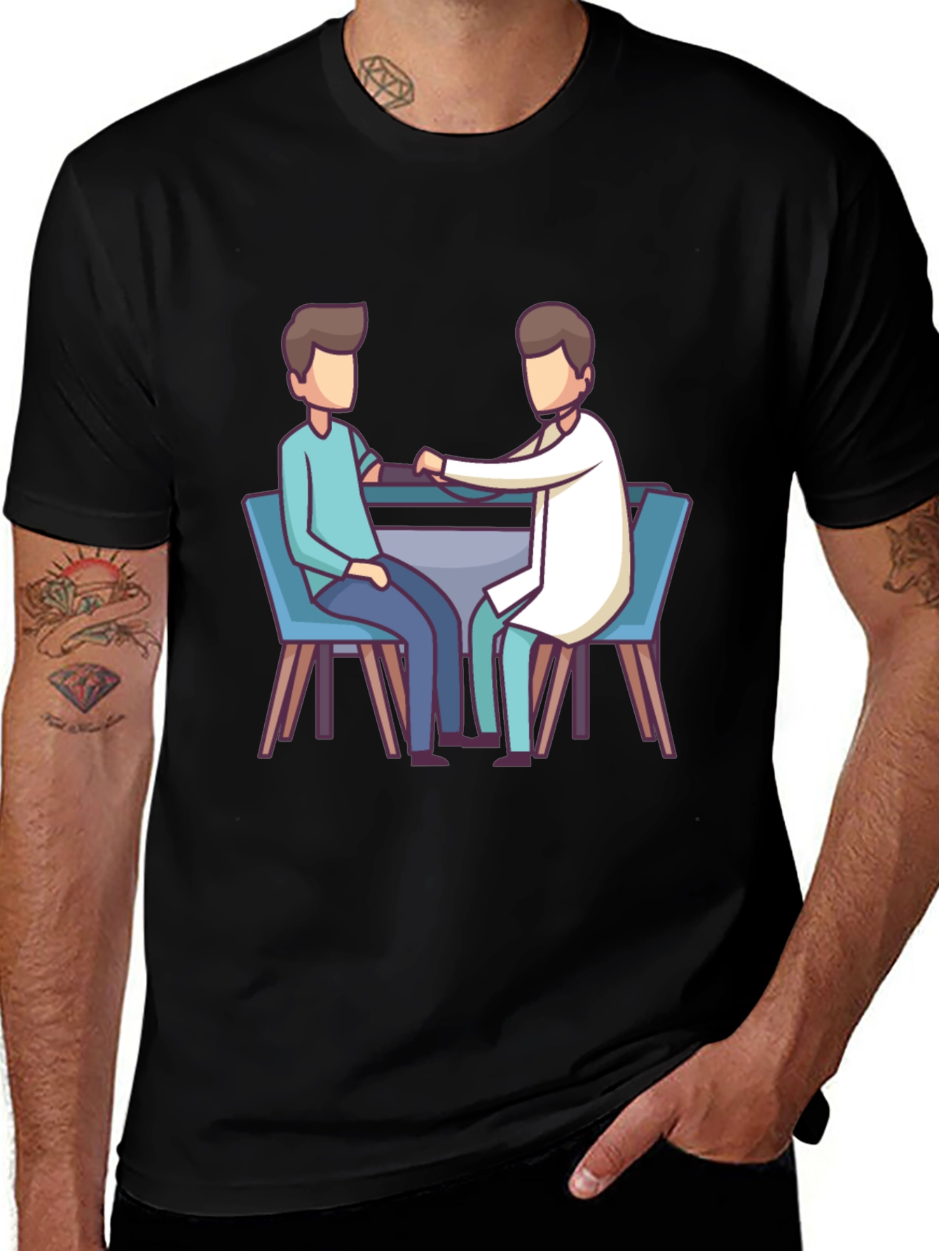 Variant 26 of Doctor Visit Graphic Tee - Black Cotton T-Shirt