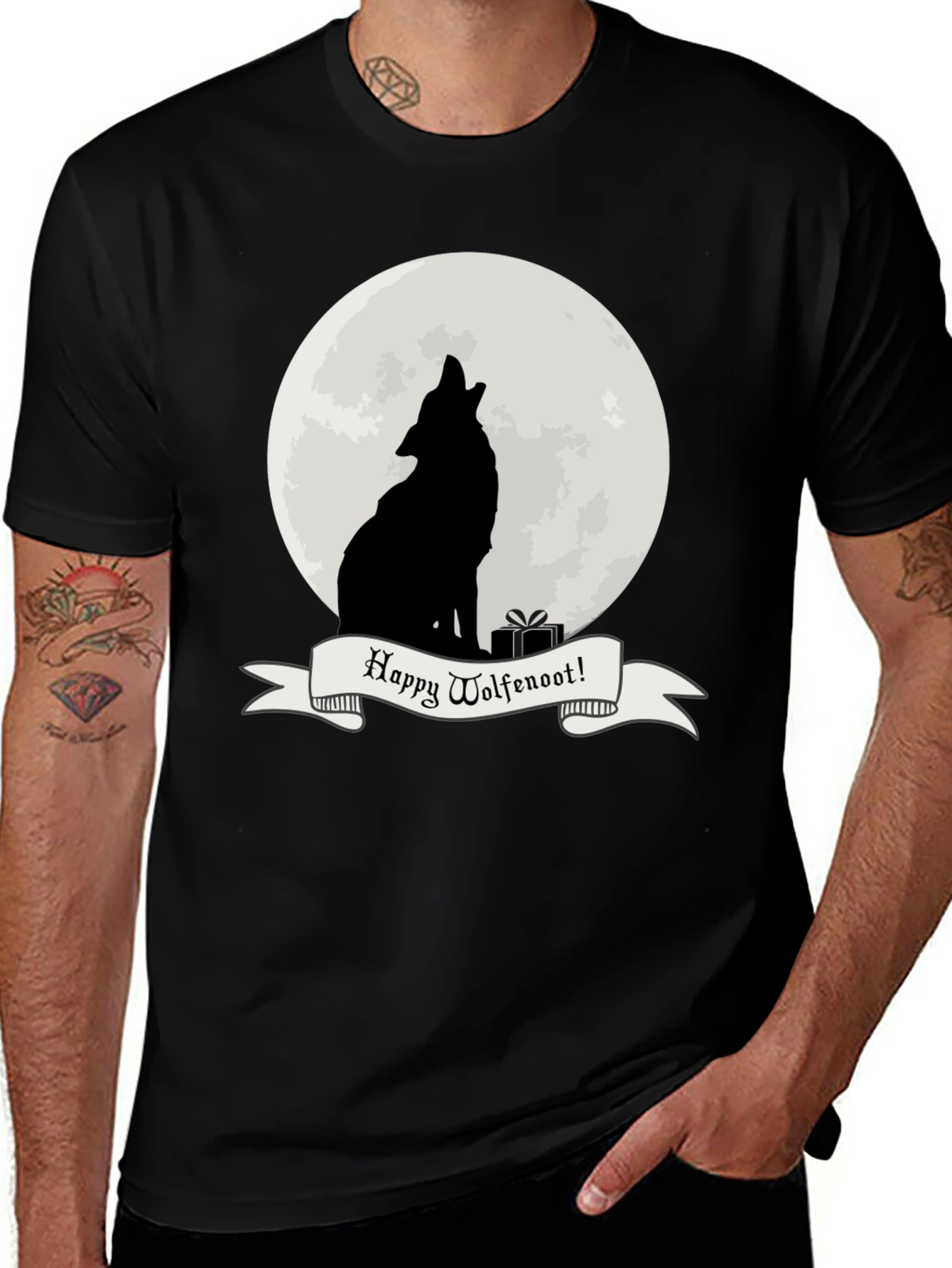 Wolfenoot T-Shirt - Howling Wolf Lunar Design