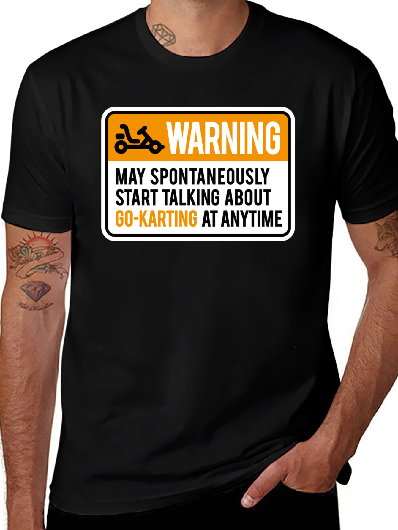 Variant 29 of Go-Karting Warning Graphic Tee - Black T-Shirt