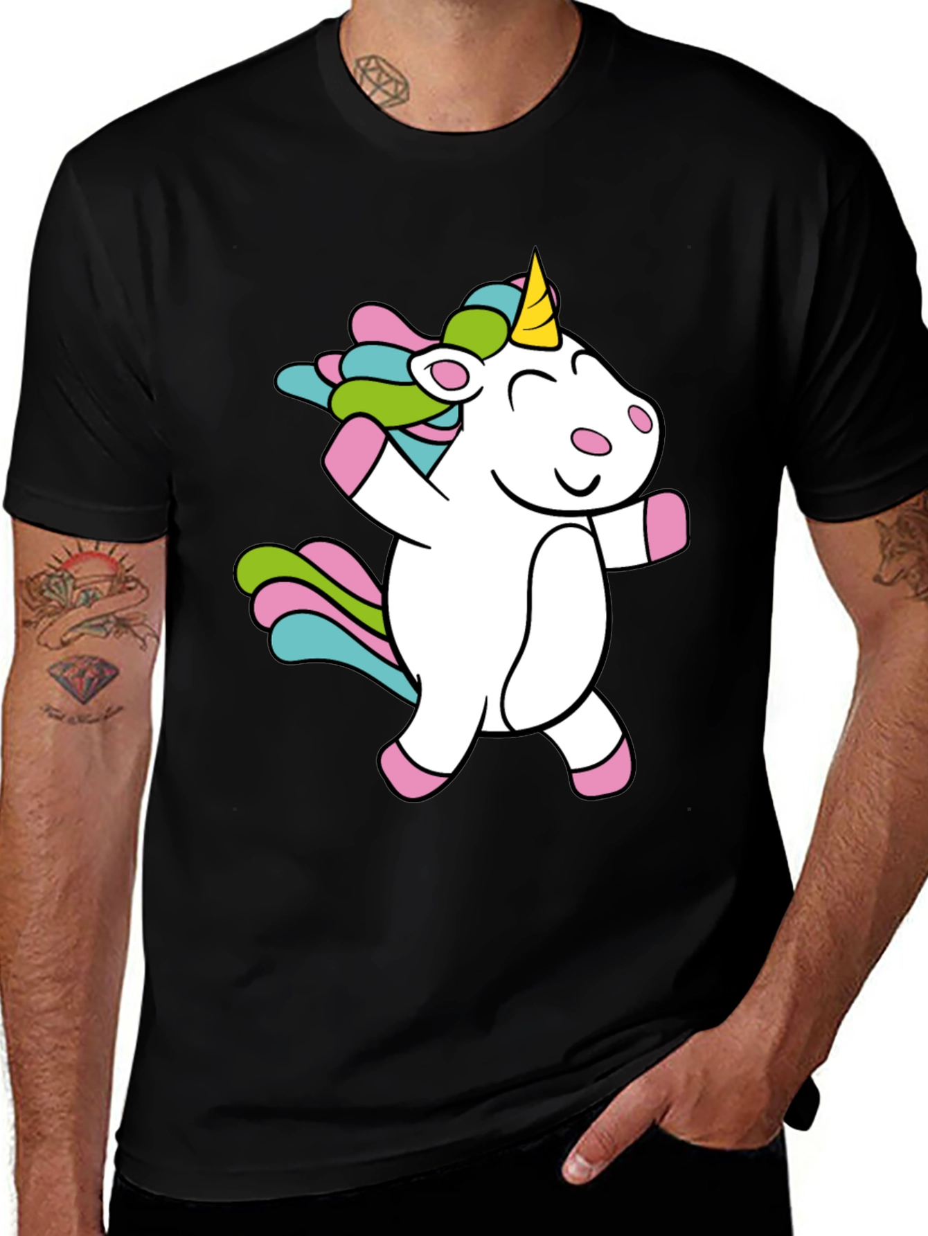 Variant 21 of Unicorn Graphic Tee - Men's Black Cotton T-Shirt