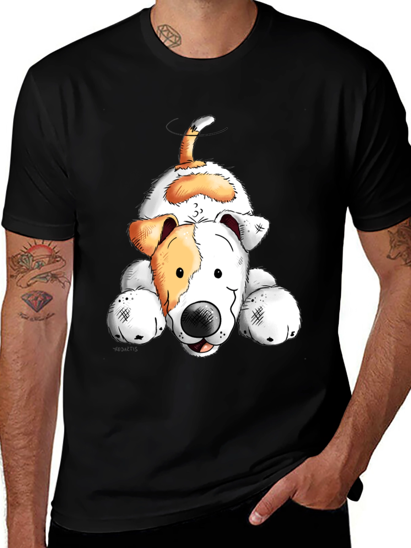 Variant 9 of Cartoon Dog Graphic Tee - Black Unisex Shirt